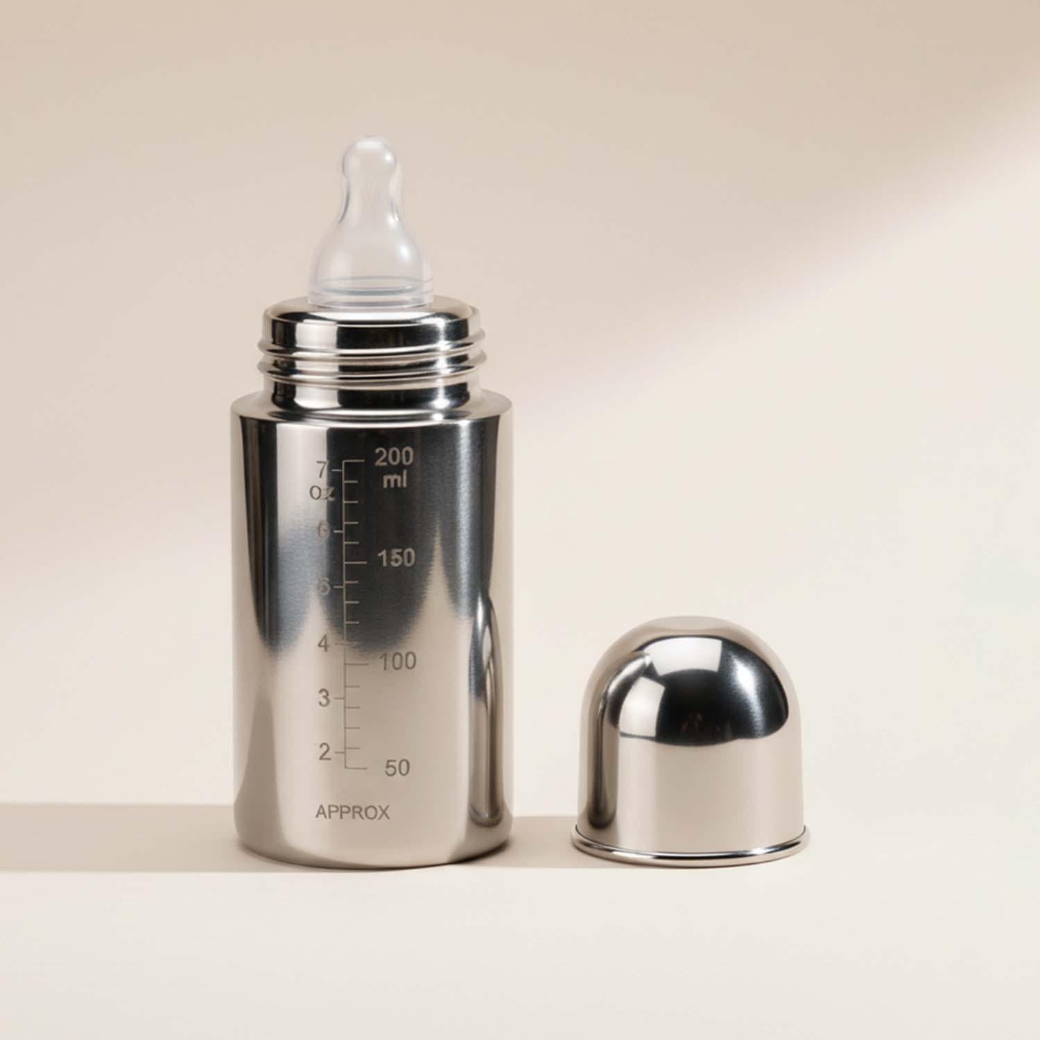 Baby Moo Stainless Steel Feeding Bottle Silver 200 ml