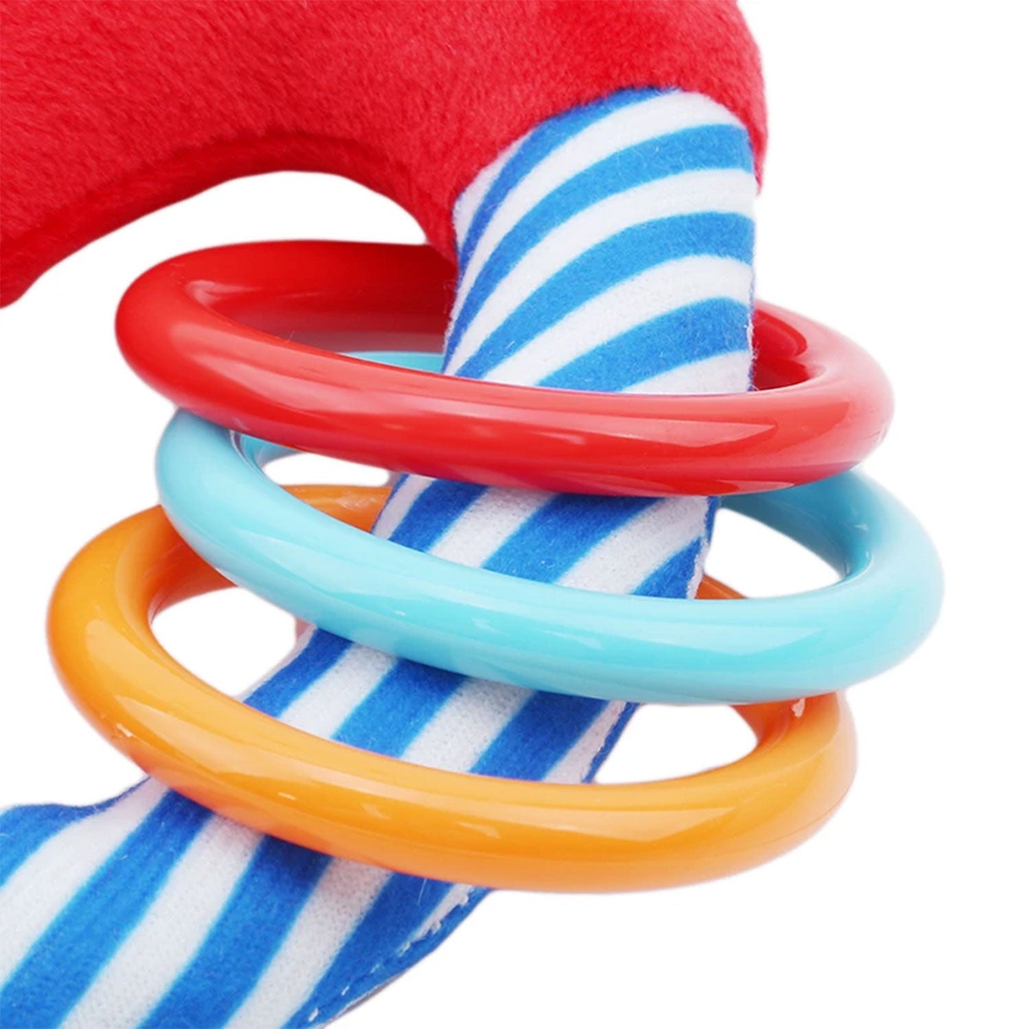 Baby Moo Farm Animals Squeaker Teething Ring Handheld Rattle - Red