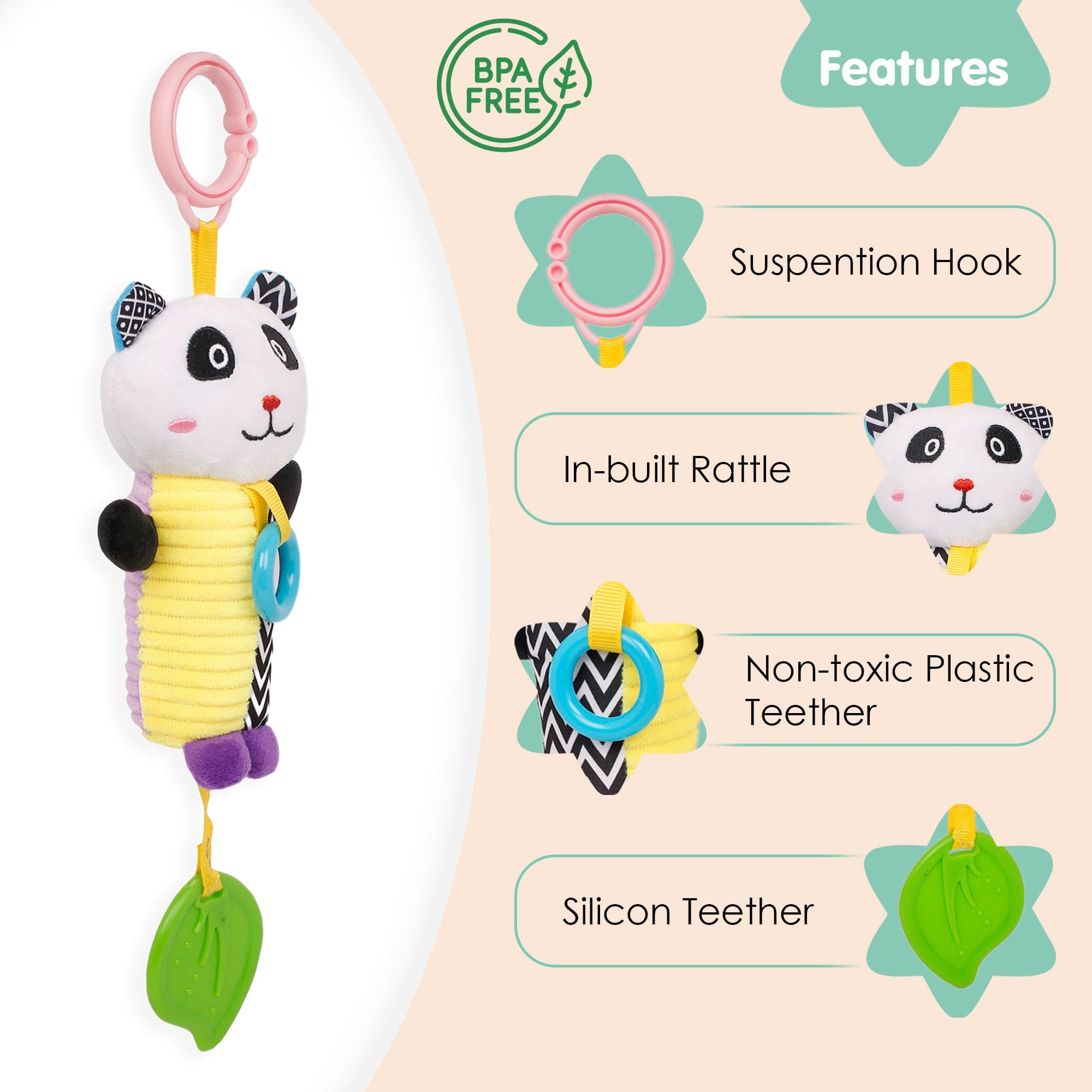 Panda White Hanging Toy With Teether