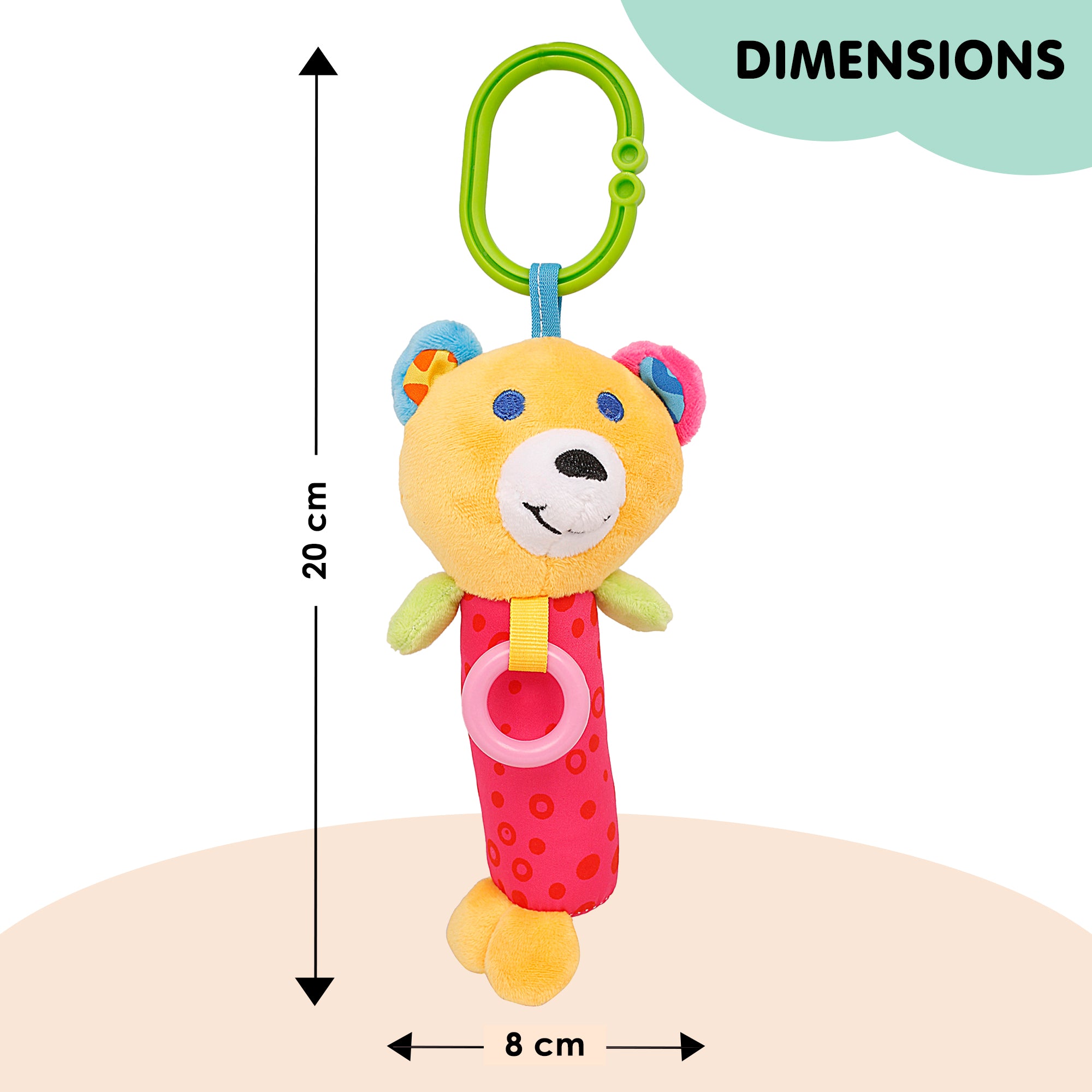 Happy Animal Orange And Pink Rattle