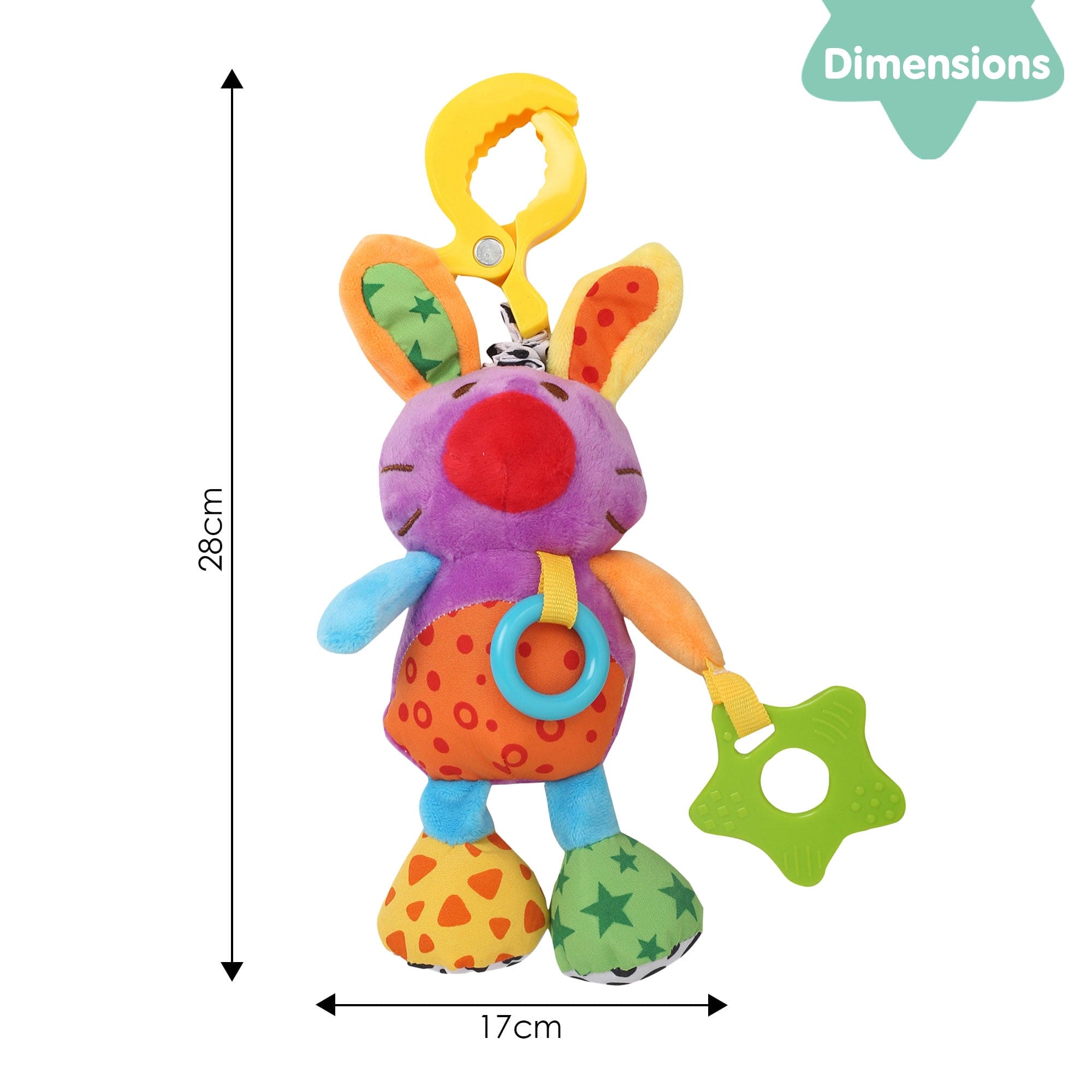 Cute Purple Hanging Pulling Toy With Teether