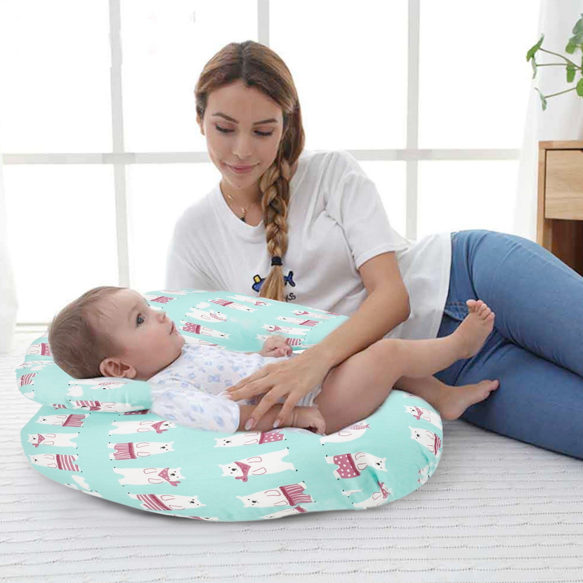 Polar Bear Sea Green Feeding Pillow