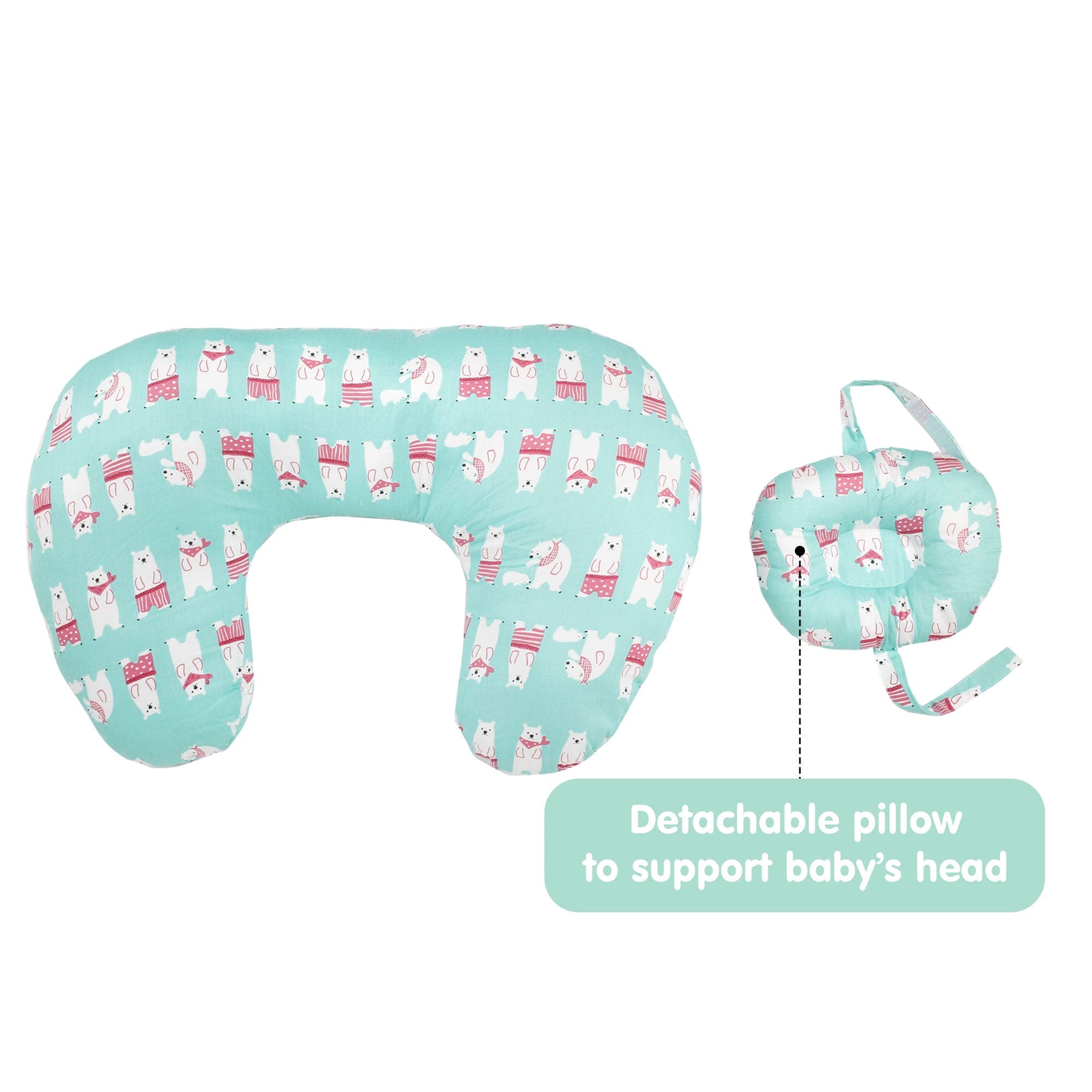 Polar Bear Sea Green Feeding Pillow