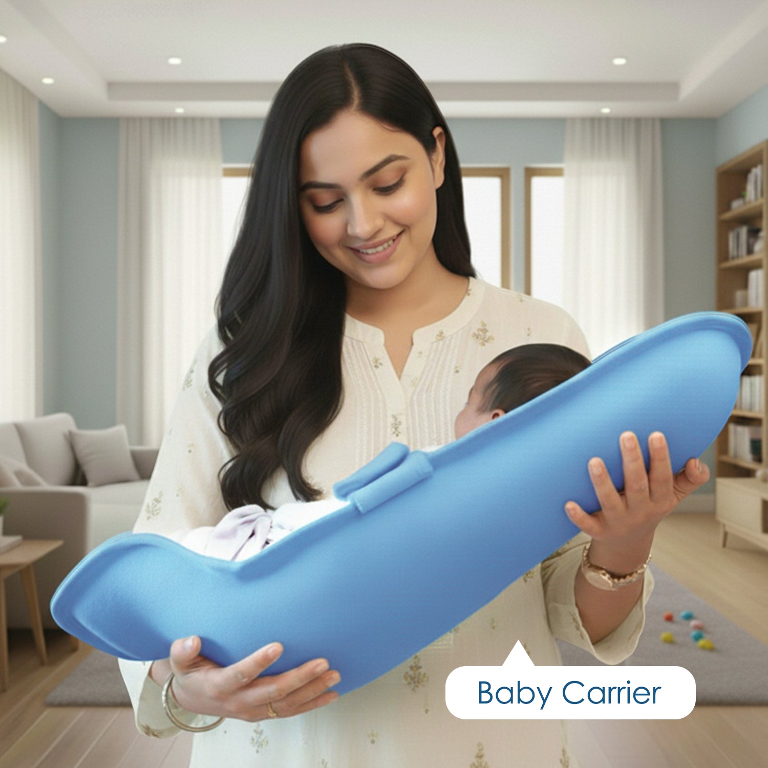 Baby Moo 2-in-1 Ergonomic Baby Carrier & Feeding Pillow - Blue