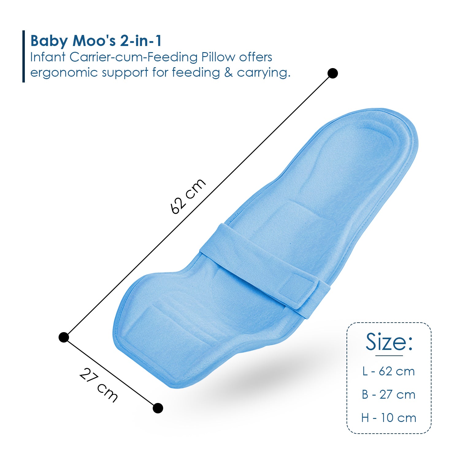 Baby Moo 2-in-1 Ergonomic Baby Carrier & Feeding Pillow - Blue