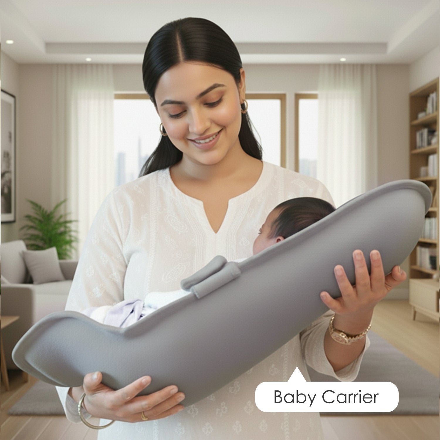Baby Moo 2-in-1 Ergonomic Baby Carrier & Feeding Pillow - Grey