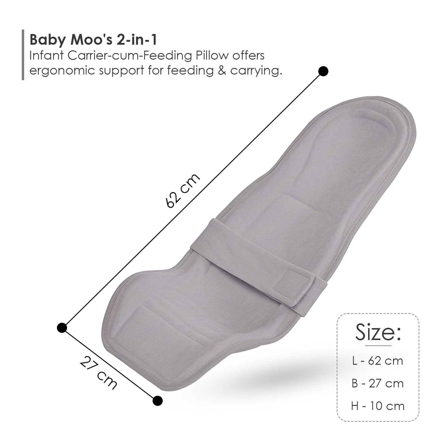 Baby Moo 2-in-1 Ergonomic Baby Carrier & Feeding Pillow - Grey