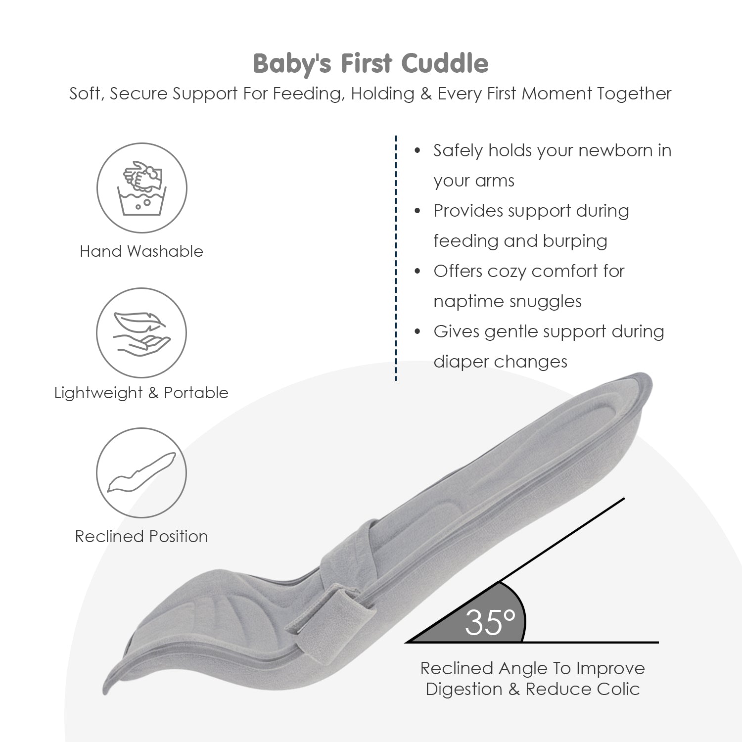 Baby Moo 2-in-1 Ergonomic Baby Carrier & Feeding Pillow - Grey