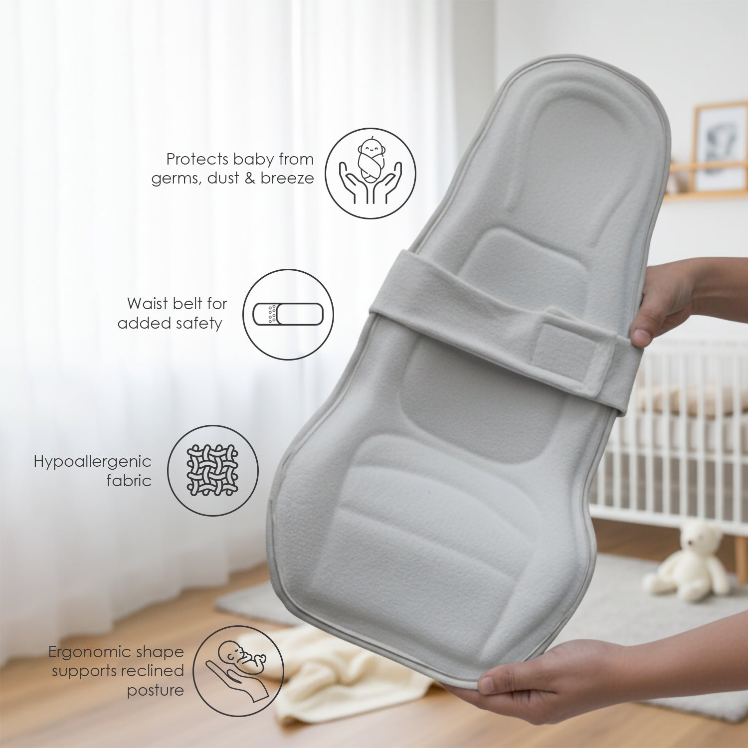 Baby Moo 2-in-1 Ergonomic Baby Carrier & Feeding Pillow - Grey