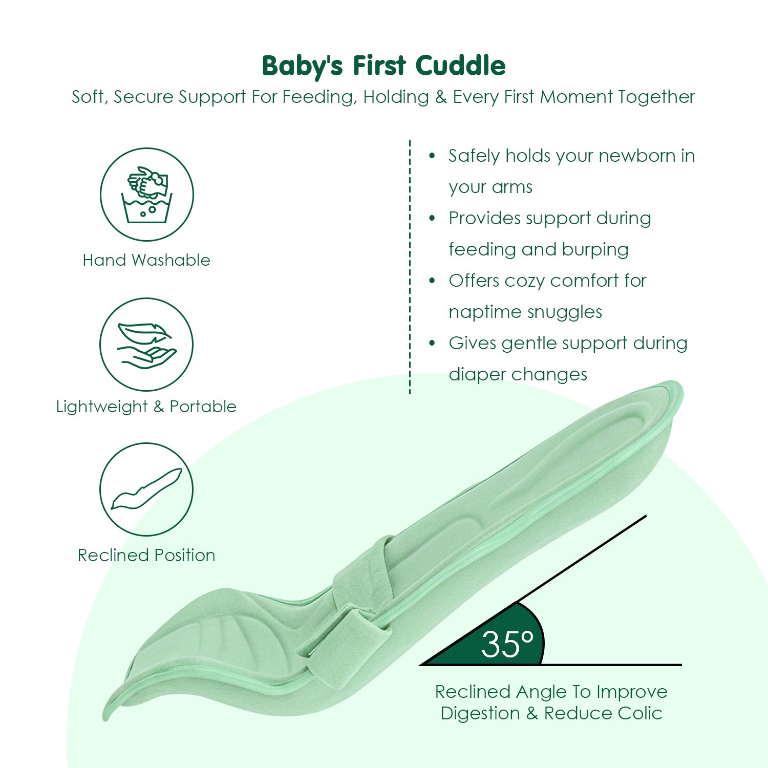 Baby Moo 2-in-1 Ergonomic Baby Carrier & Feeding Pillow - Mint Green