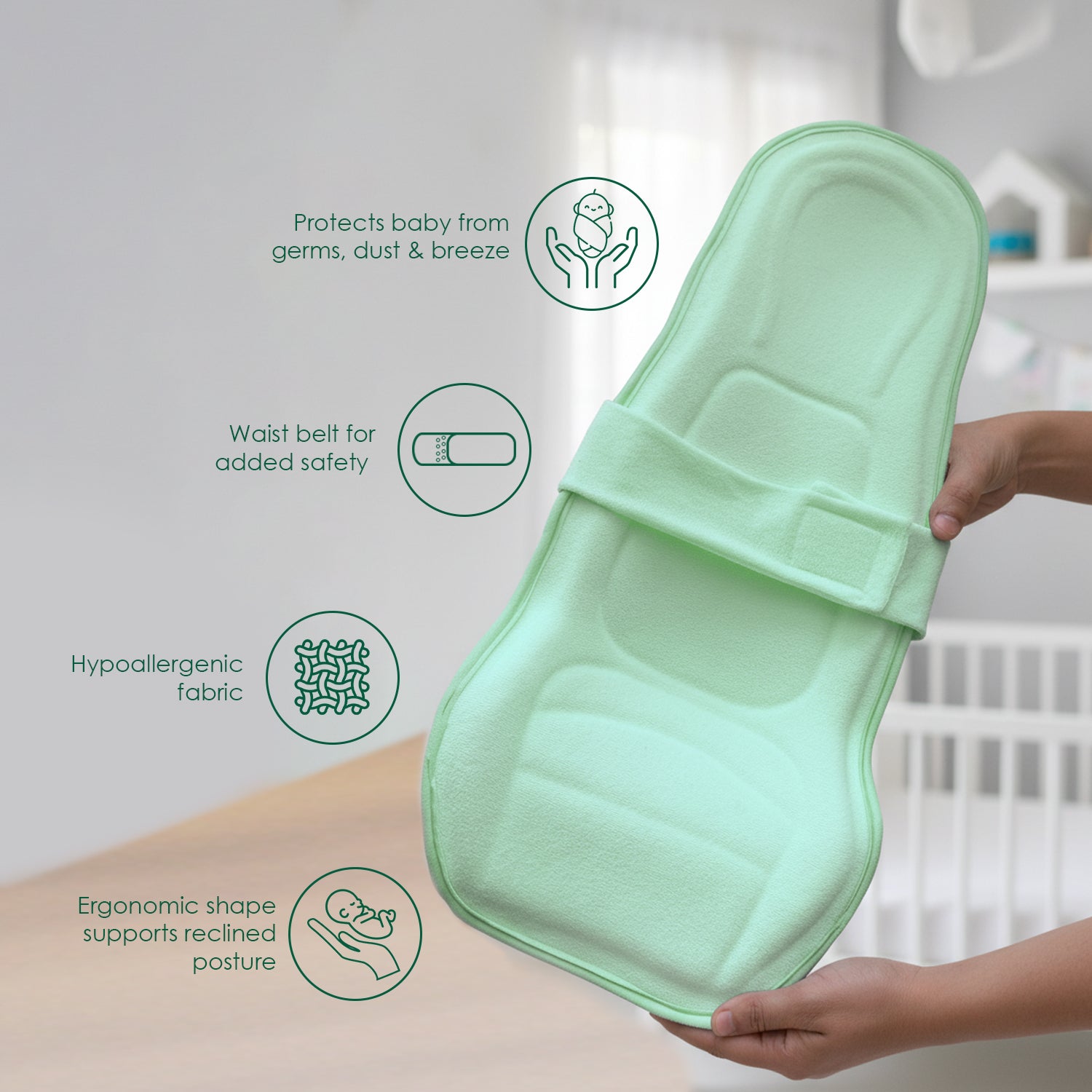 Baby Moo 2-in-1 Ergonomic Baby Carrier & Feeding Pillow - Mint Green