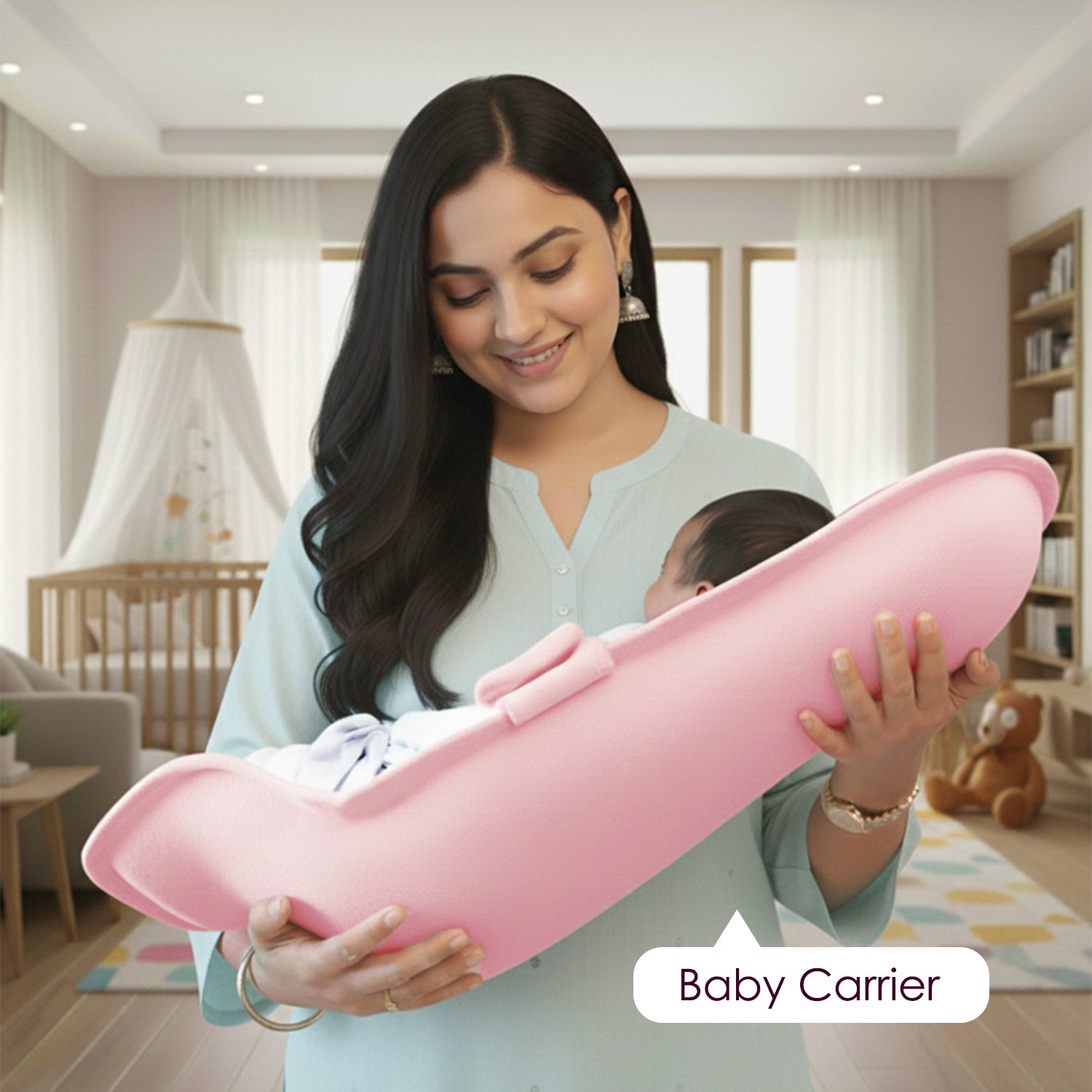 Baby Moo 2-in-1 Ergonomic Baby Carrier & Feeding Pillow - Pink