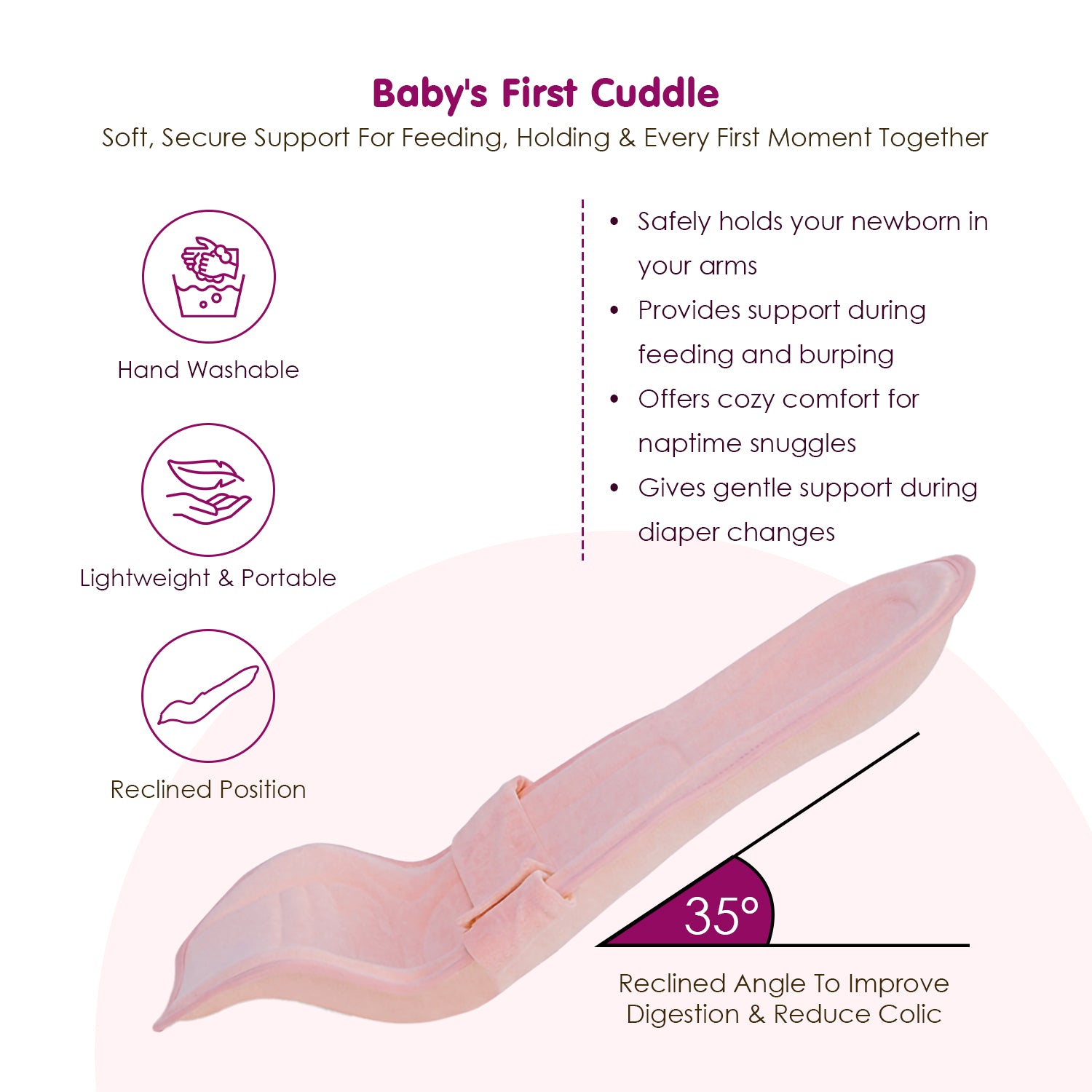 Baby Moo 2-in-1 Ergonomic Baby Carrier & Feeding Pillow - Pink