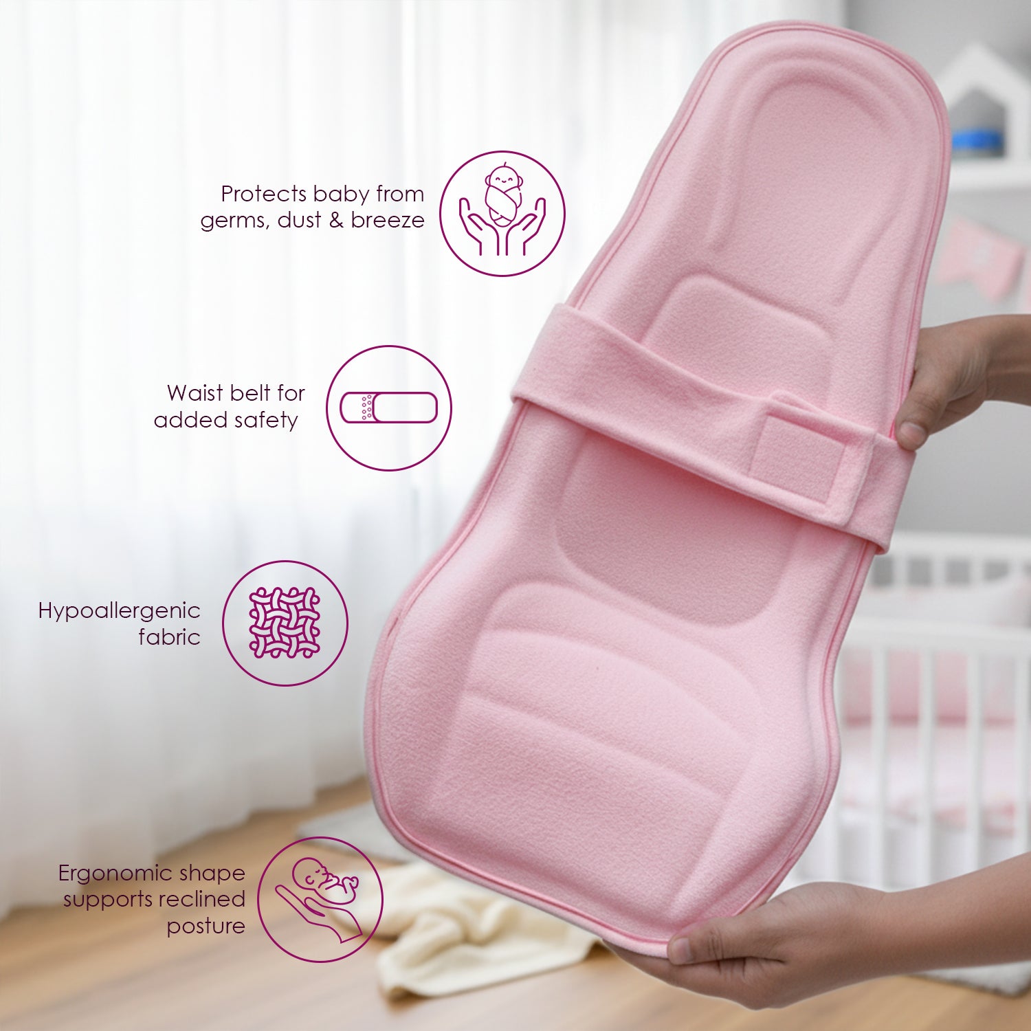 Baby Moo 2-in-1 Ergonomic Baby Carrier & Feeding Pillow - Pink