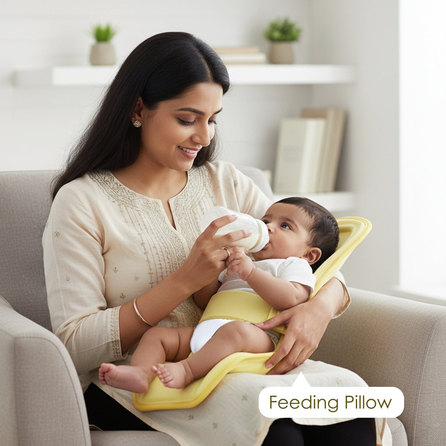 Baby Moo 2-in-1 Ergonomic Baby Carrier & Feeding Pillow - Yellow
