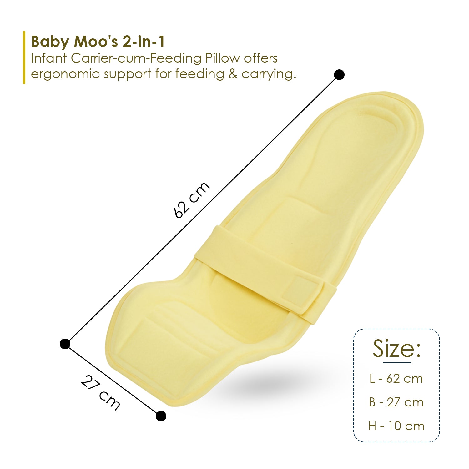 Baby Moo 2-in-1 Ergonomic Baby Carrier & Feeding Pillow - Yellow