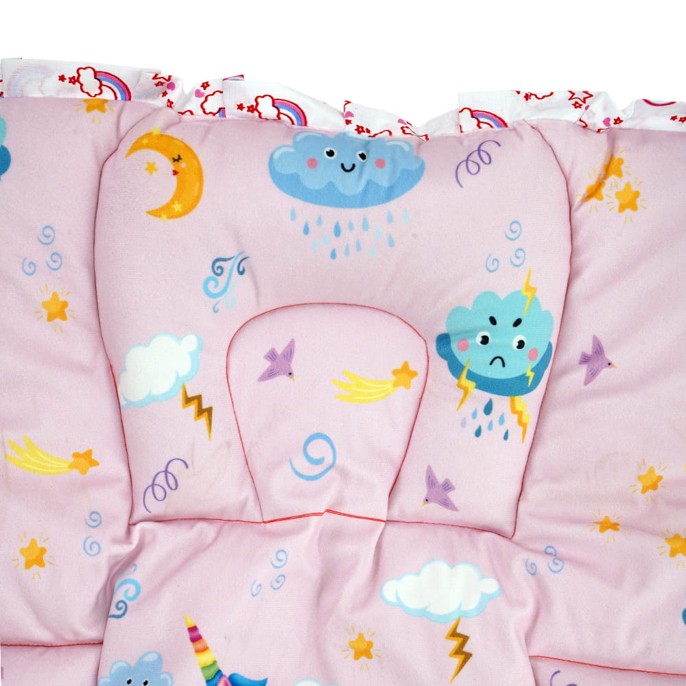 Baby Moo Unicorn Mattress With Fixed Neck Pillow And Bolsters - Pink - Baby Moo