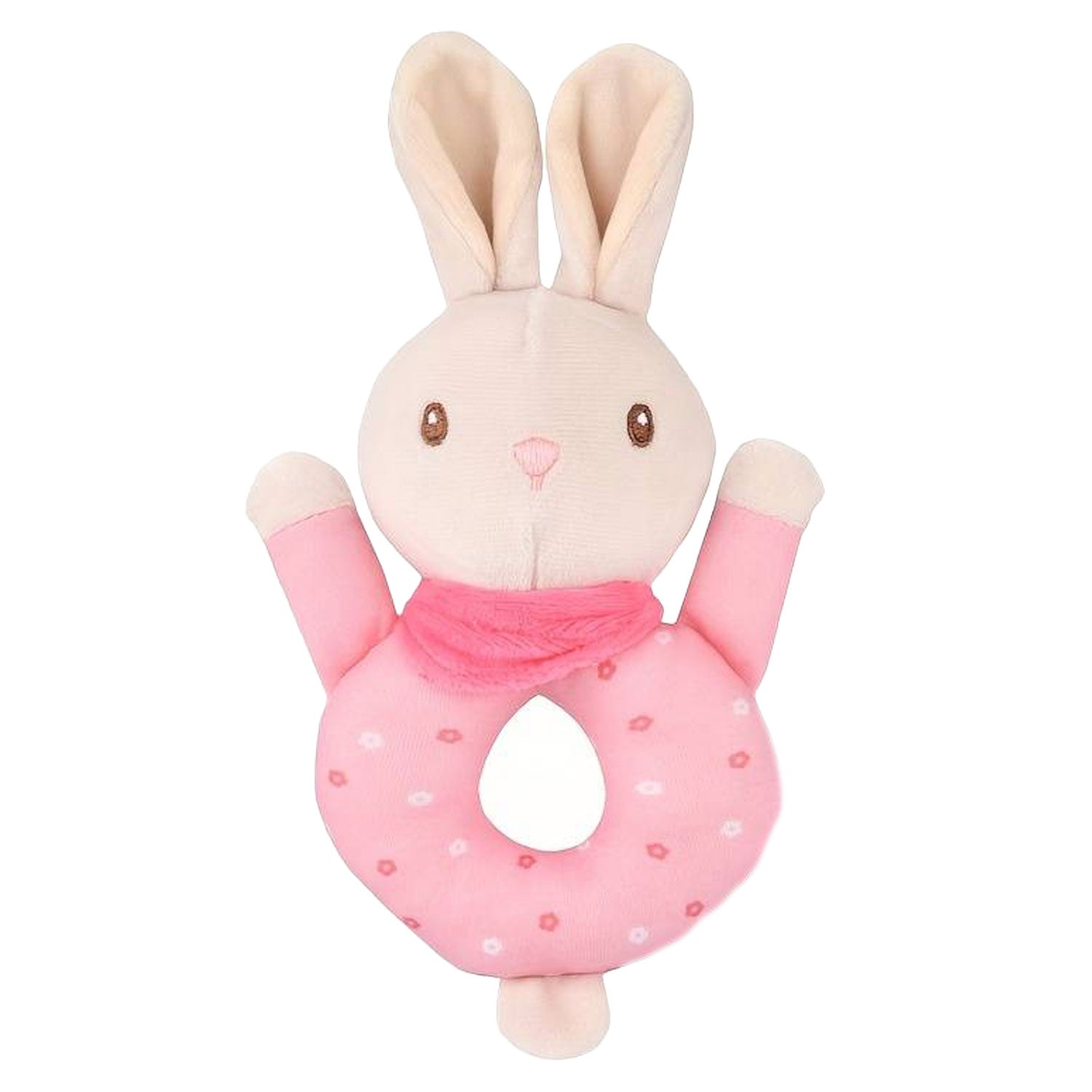 Baby Moo Sweet Bunny 2 Pack Squeaker Handheld Rattle Toy - Pink