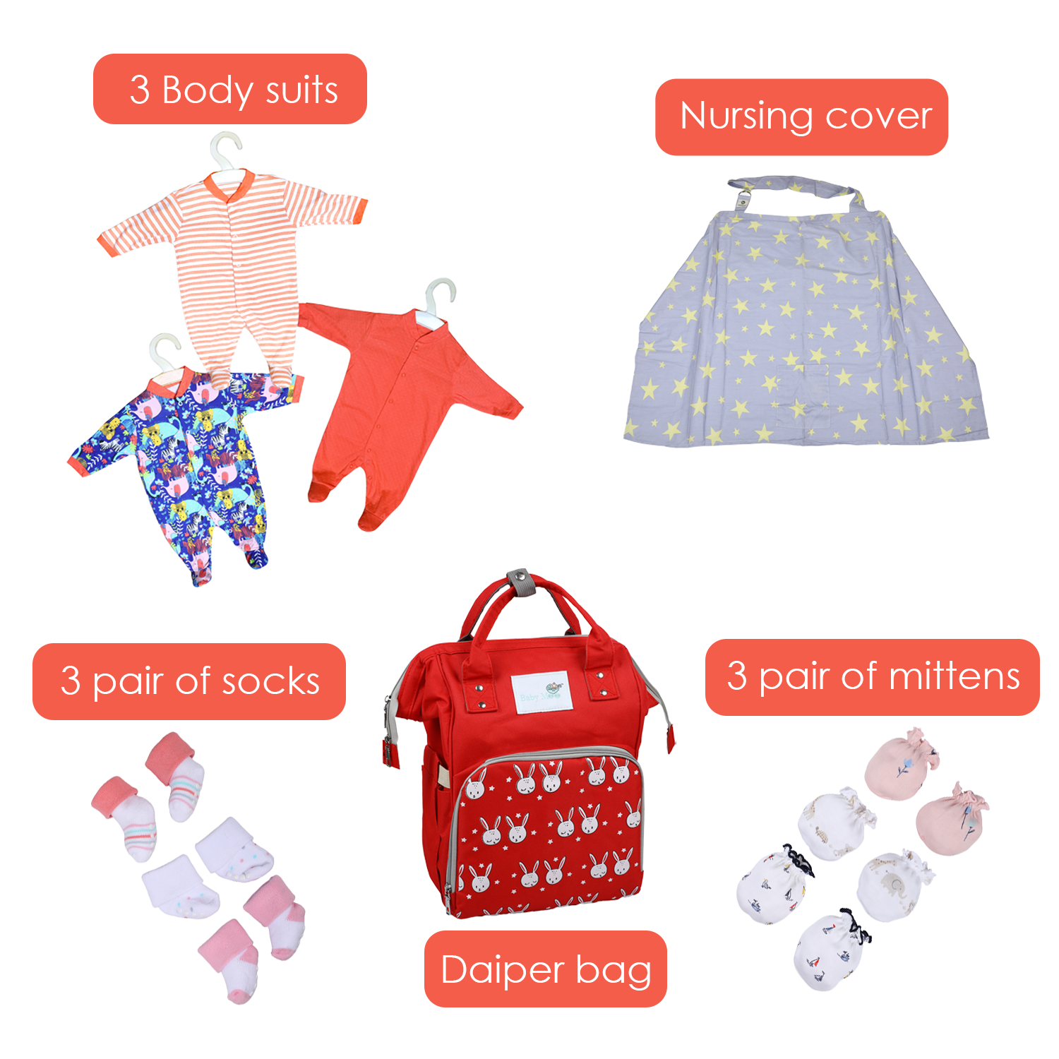 Complete Hospital Bag for Mum & Baby 19 Pcs Unisex Multicolour
