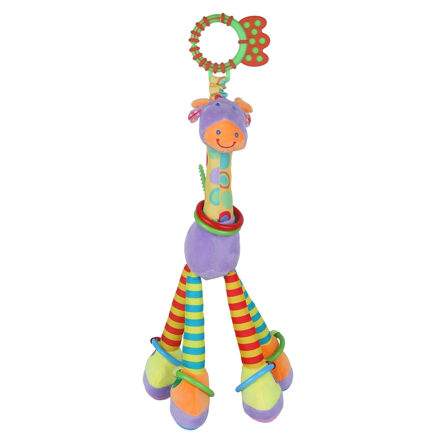 Baby Moo Flexible Giraffe Hanging Toy With Teether - Multicolour