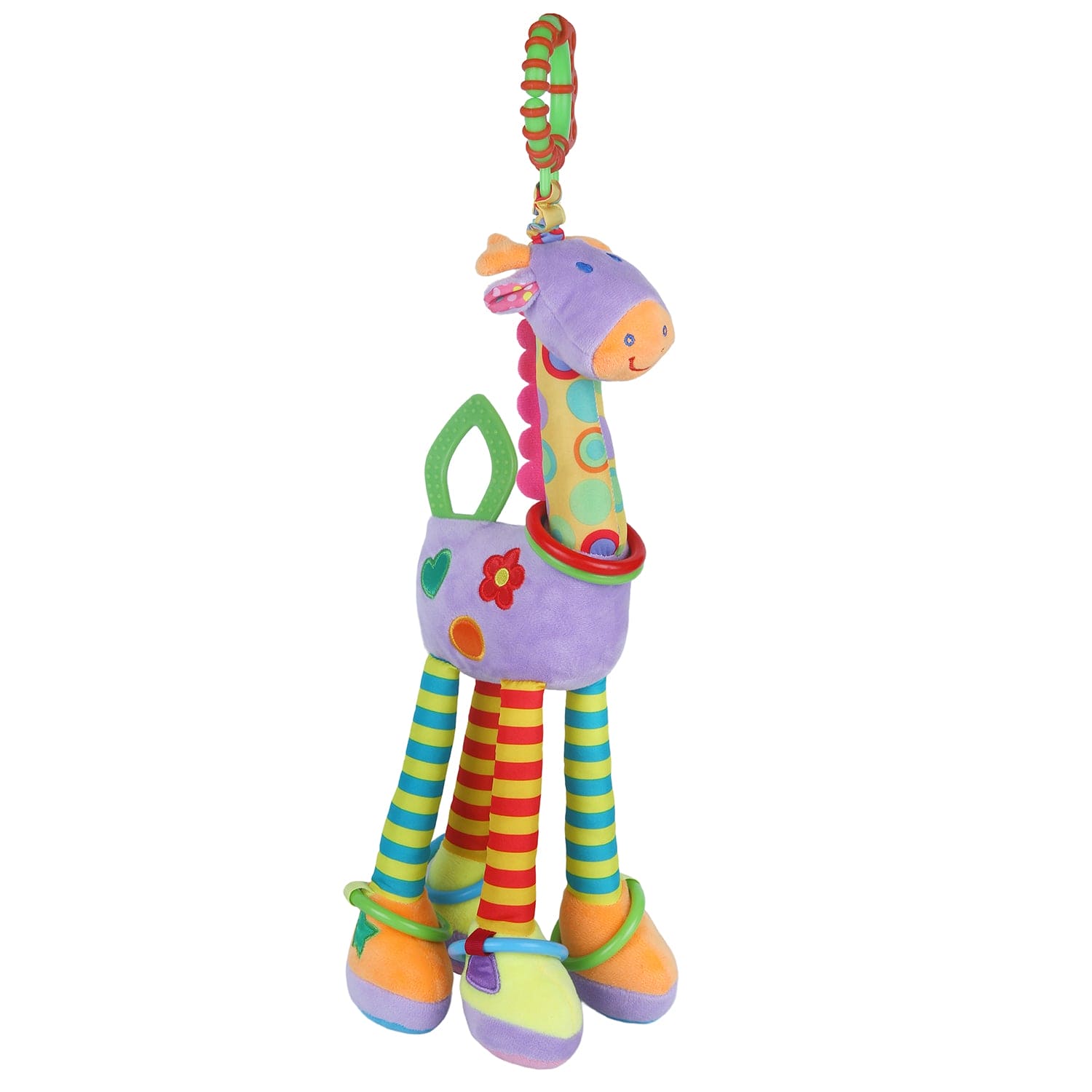 Baby Moo Flexible Giraffe Hanging Toy With Teether - Multicolour