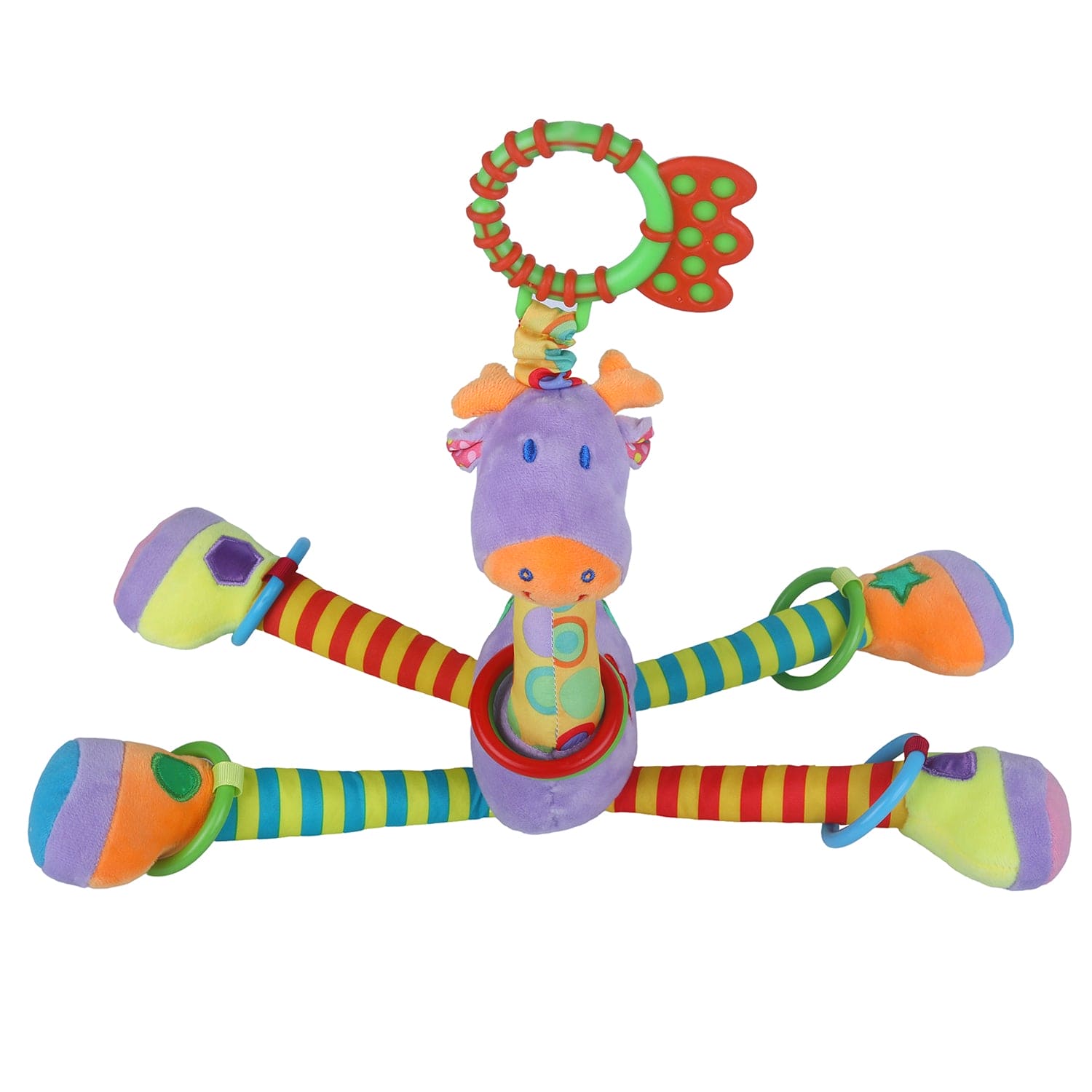 Baby Moo Flexible Giraffe Hanging Toy With Teether - Multicolour