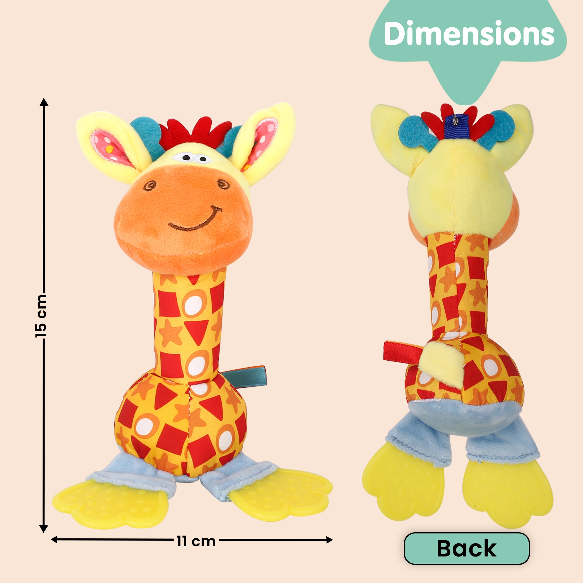 Giraffe Multicolour Soft Rattle With Teether