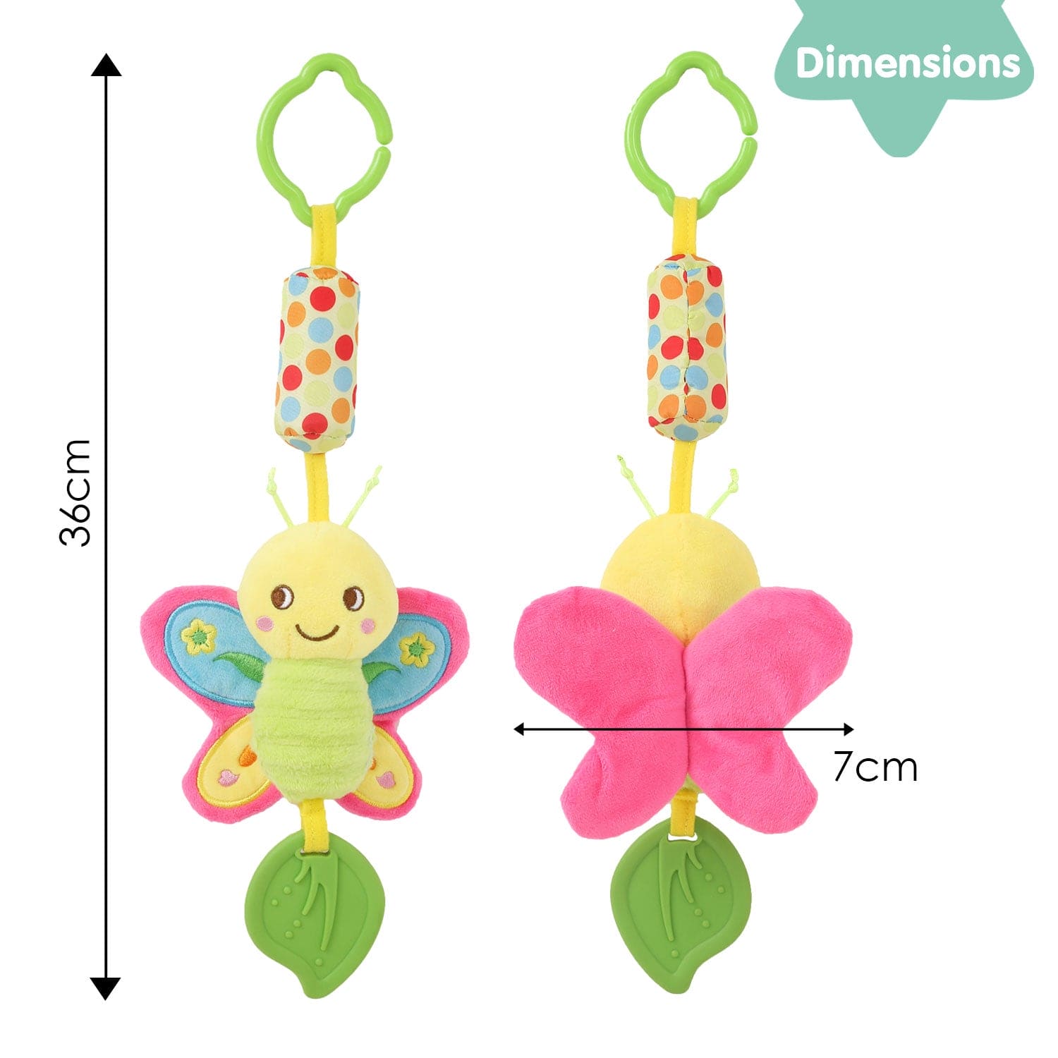 Butterfly Pink Hanging Musical Toy / Wind Chime With Teether