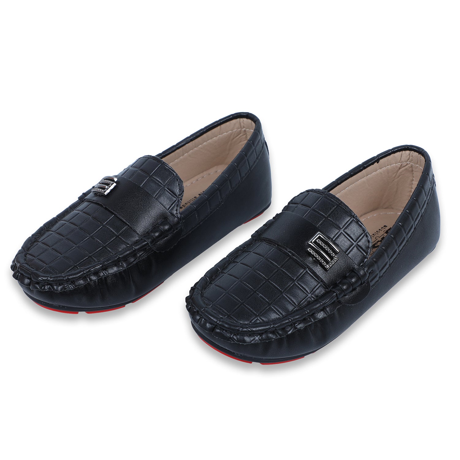 Baby Moo x Bash Kids Embossed Leatherite Loafer Shoes - Black