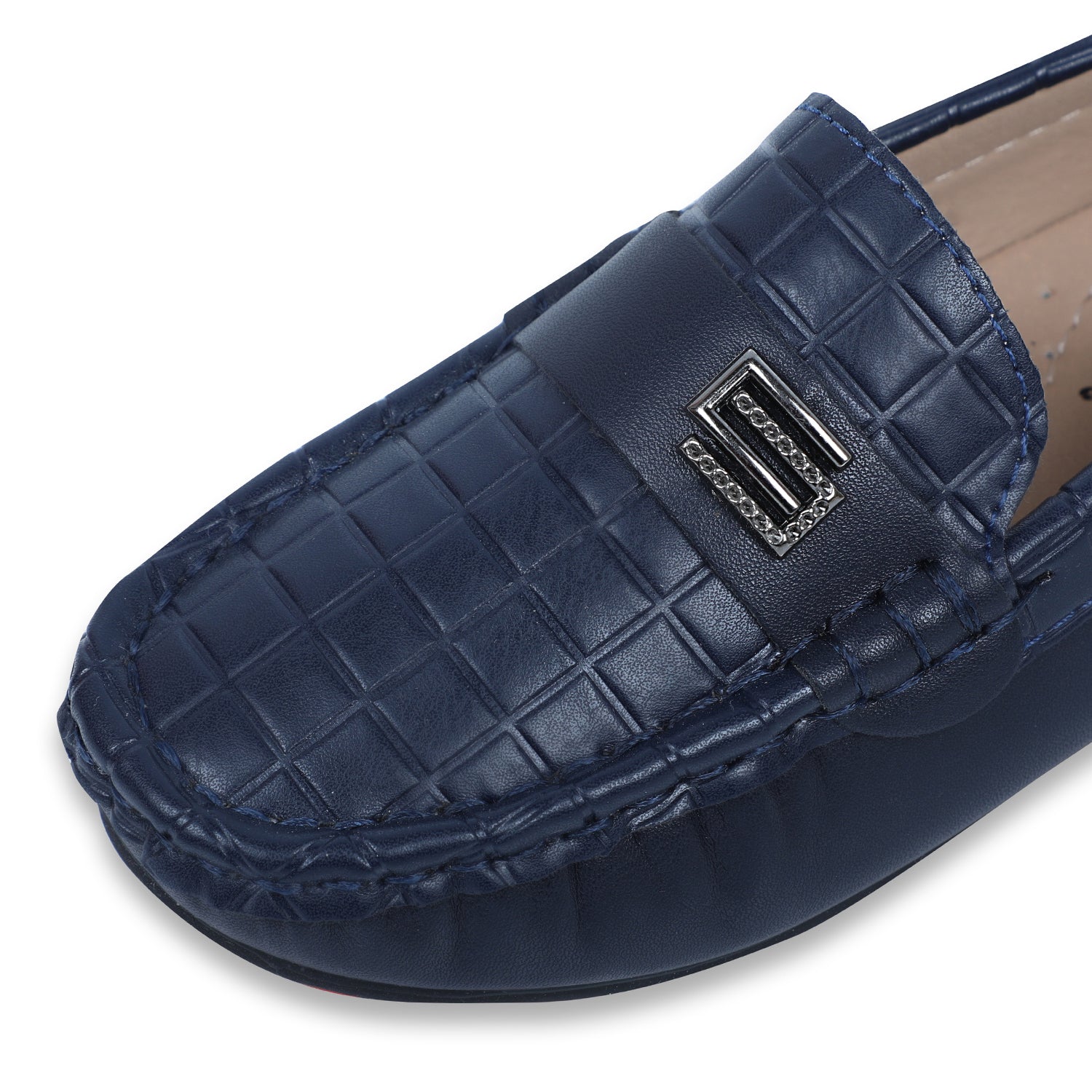 Baby Moo x Bash Kids Embossed Leatherite Loafer Shoes - Navy Blue
