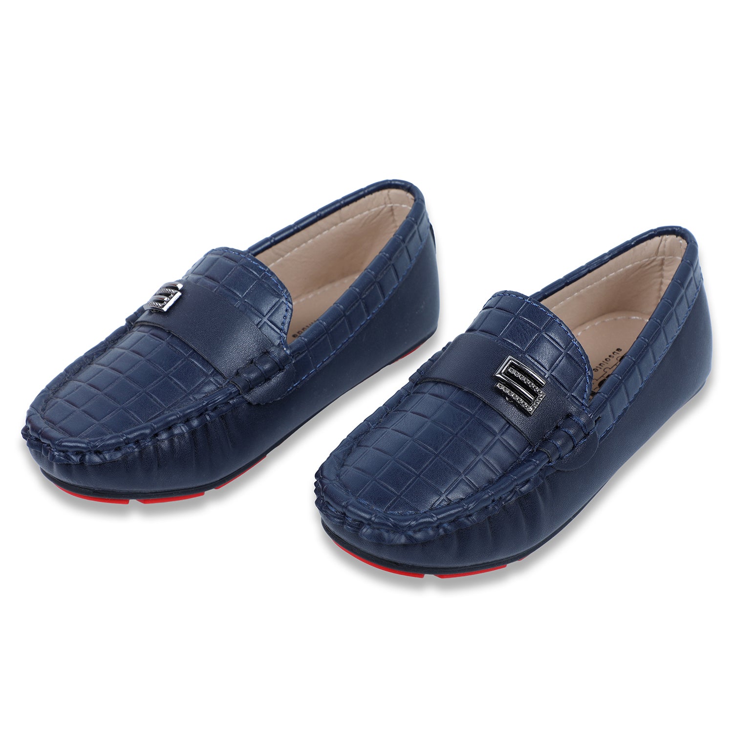 Baby Moo x Bash Kids Embossed Leatherite Loafer Shoes - Navy Blue