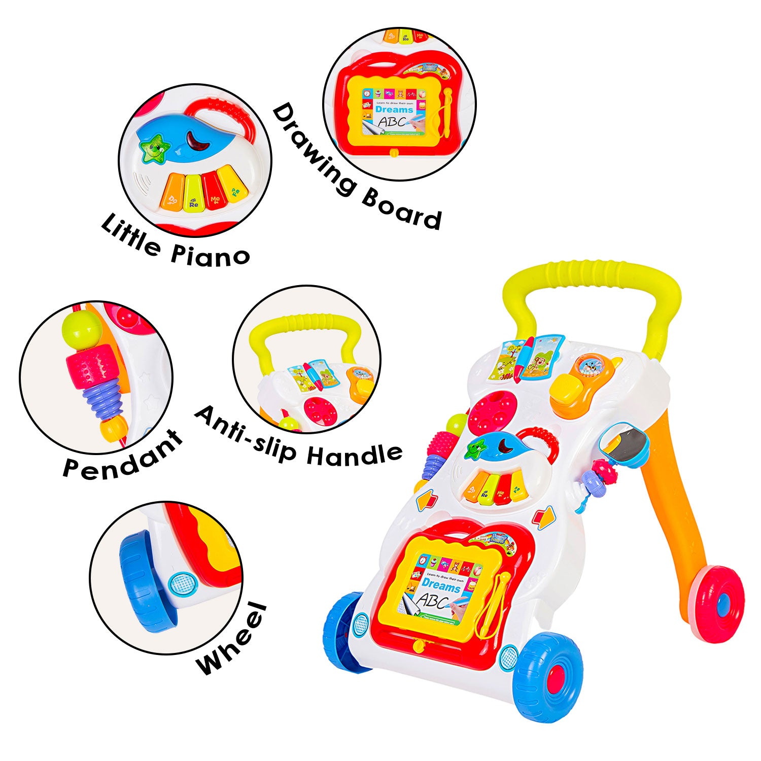 First Walk Musical Baby Walker Red And Blue