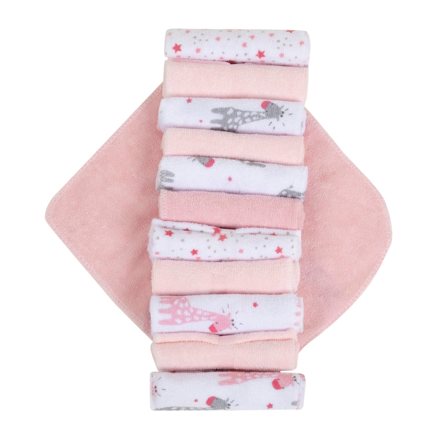 Pink/White Baby 6-Pack Wash Cloths