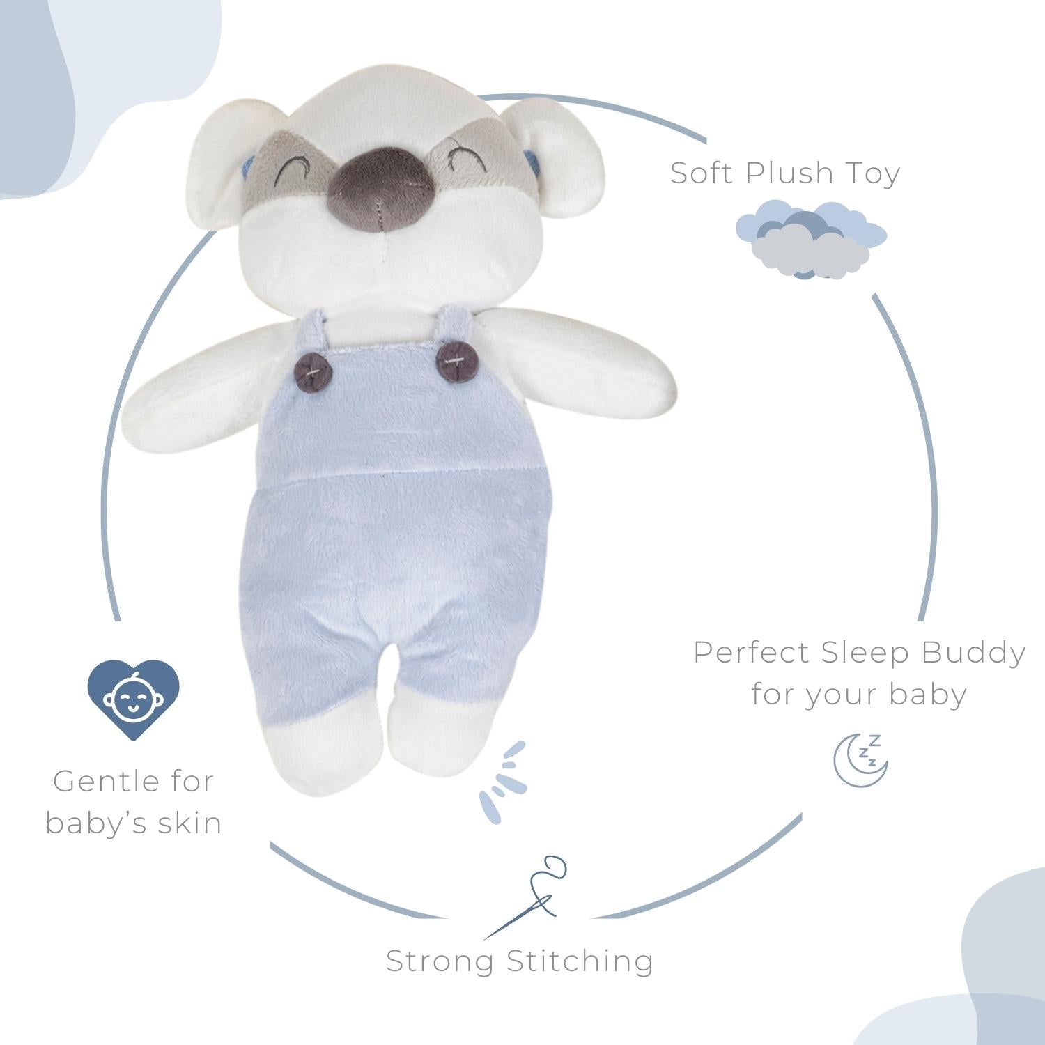 Baby Moo Bear Snuggle Buddy Soft Rattle and Plush Blanket Gift Toy Blanket - Blue