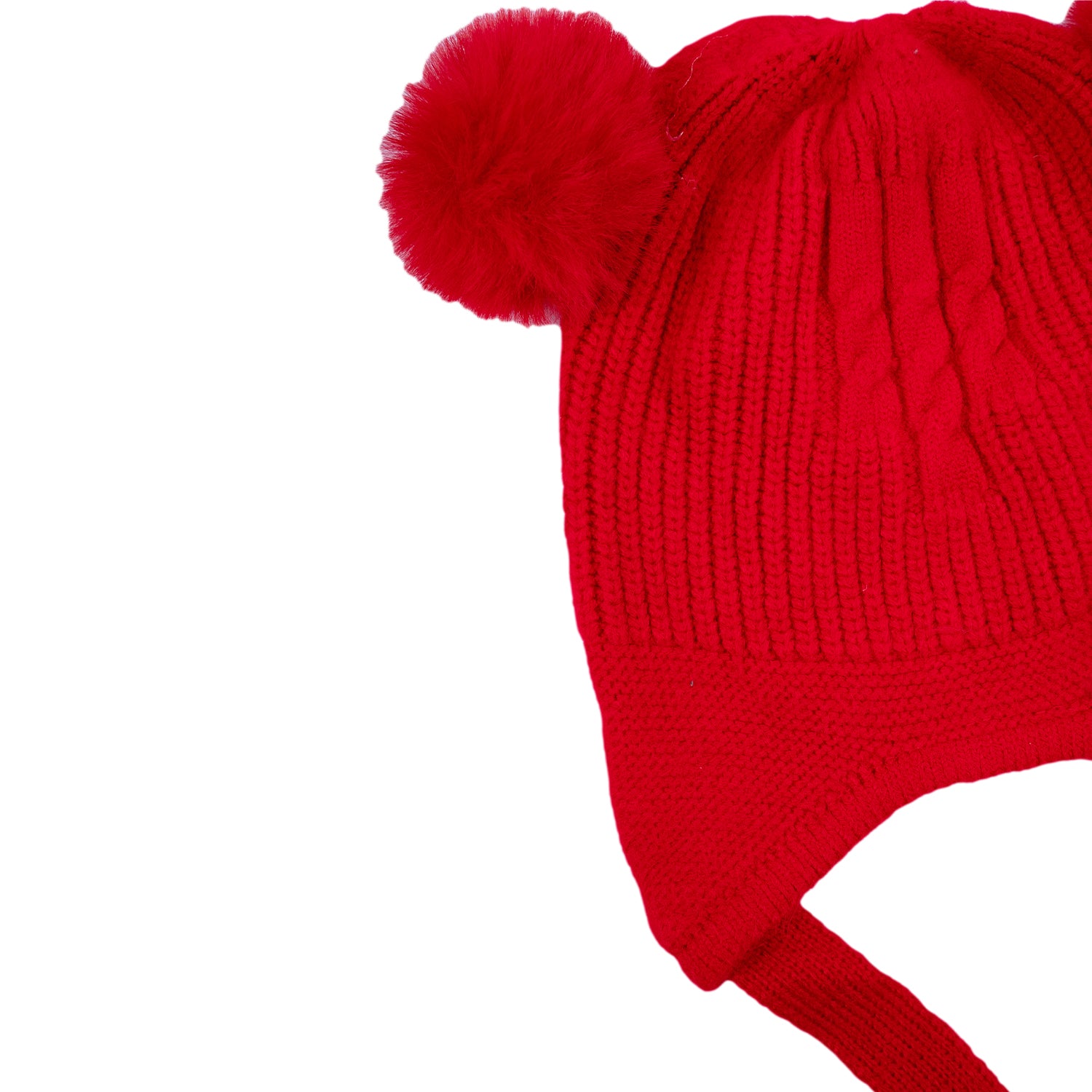 Baby Moo Solid Infant To Toddler Winter Beanie Woollen Cap - Red