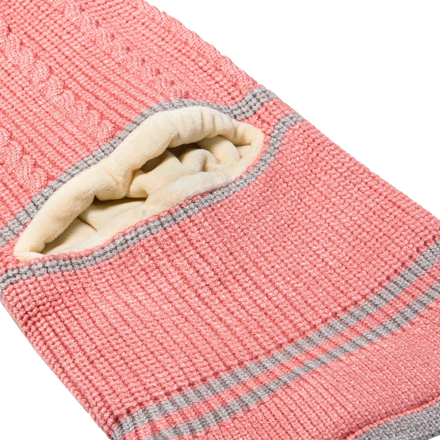 Winter Monkey Cap Woollen Hat Pom Pom Pink