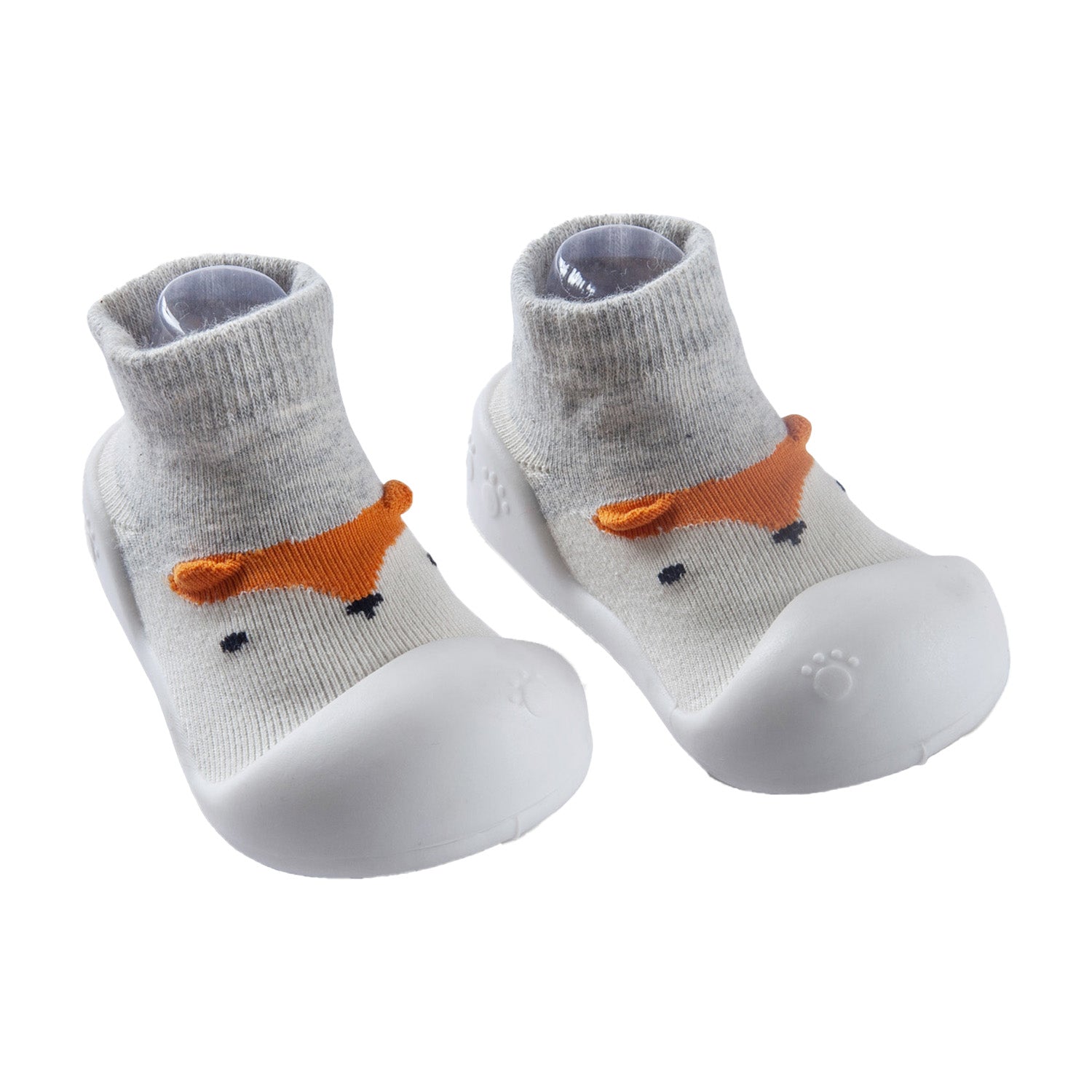 Newborn Anti-Skid Rubber Sole Slip-On Shoes Fox - Grey