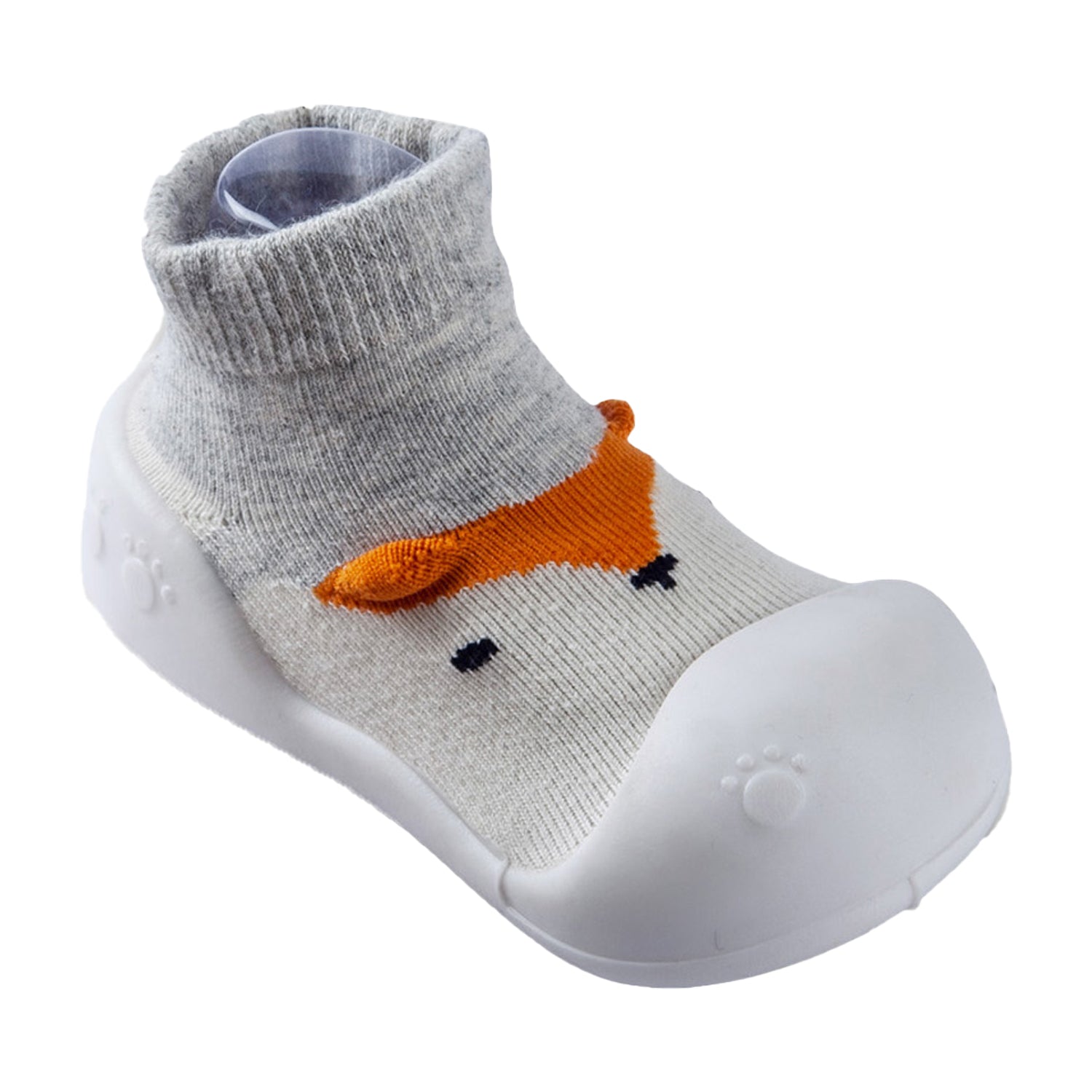 Newborn Anti-Skid Rubber Sole Slip-On Shoes Fox - Grey