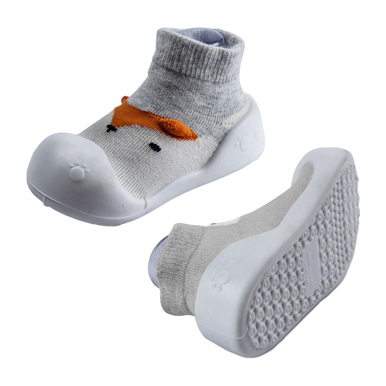 Newborn Anti-Skid Rubber Sole Slip-On Shoes Fox - Grey
