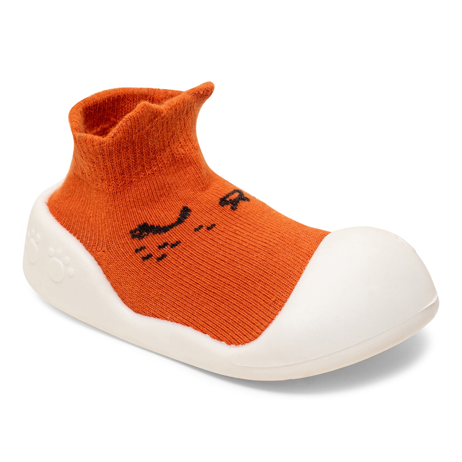 Baby Moo Fantastic Fox Anti-Skid Rubber Sole Comfy Slip-On Sock Shoes - Brown