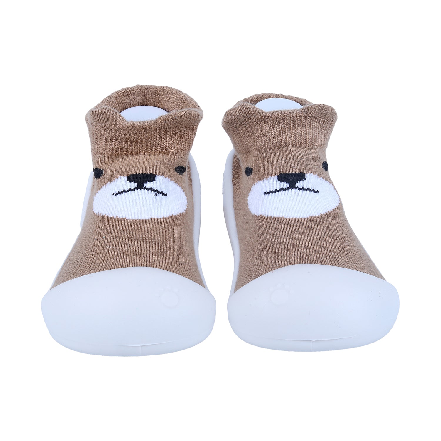 Baby Moo Cute Bear Rubber Comfortable Sole Slip-On Sock Shoes - Brown