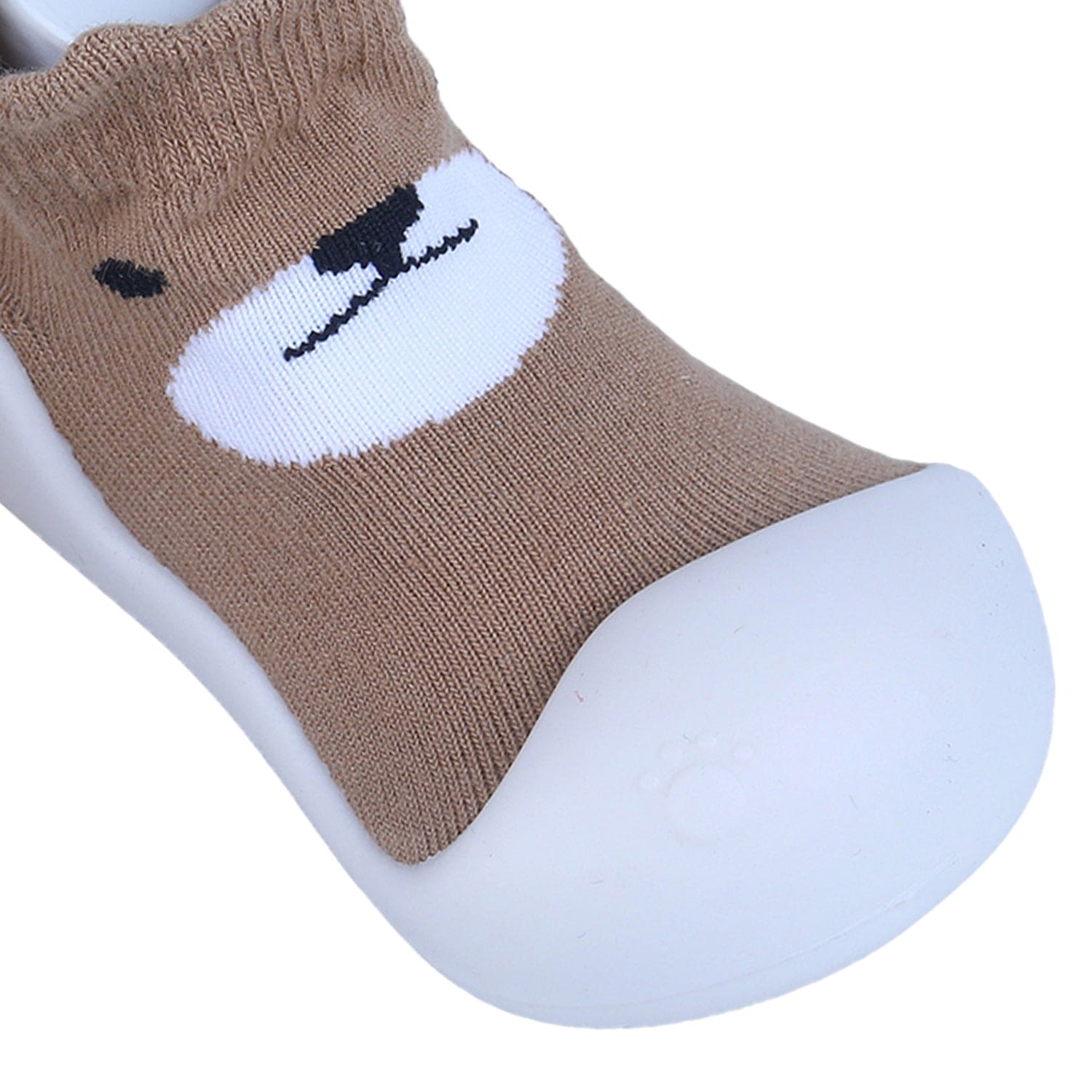 Baby Moo Cute Bear Rubber Comfortable Sole Slip-On Sock Shoes - Brown