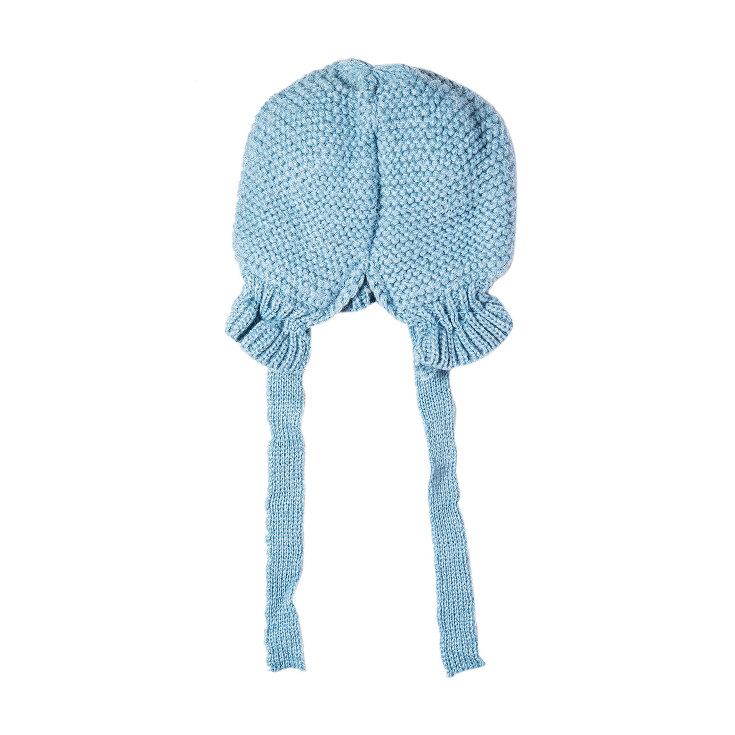 Knit Woollen Cap With Tie Knot For Ear Cover Watermelon Blue