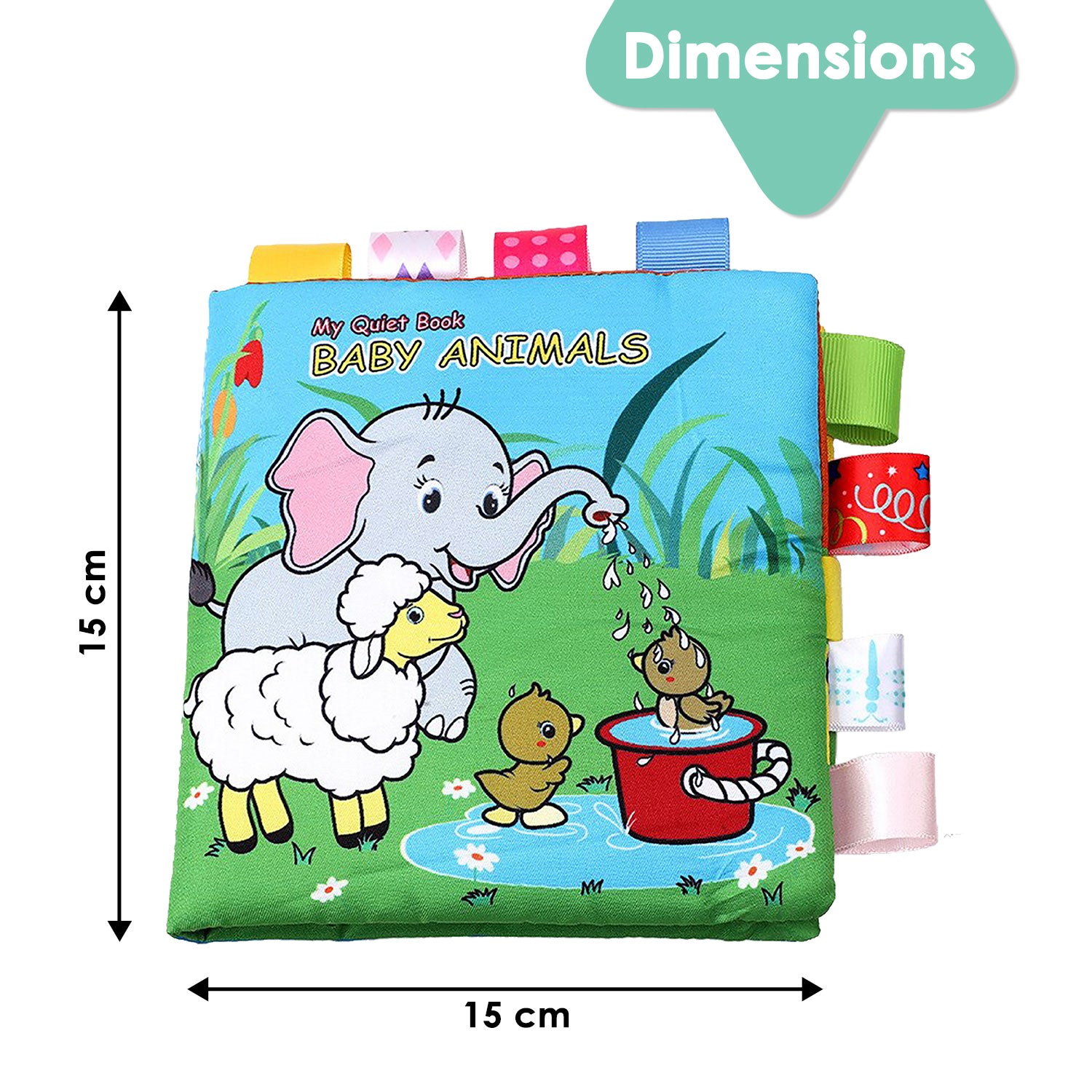 Baby Moo Baby Animals With Squeaker, Rattle And Rustle Paper Sound Cloth Book  - Blue