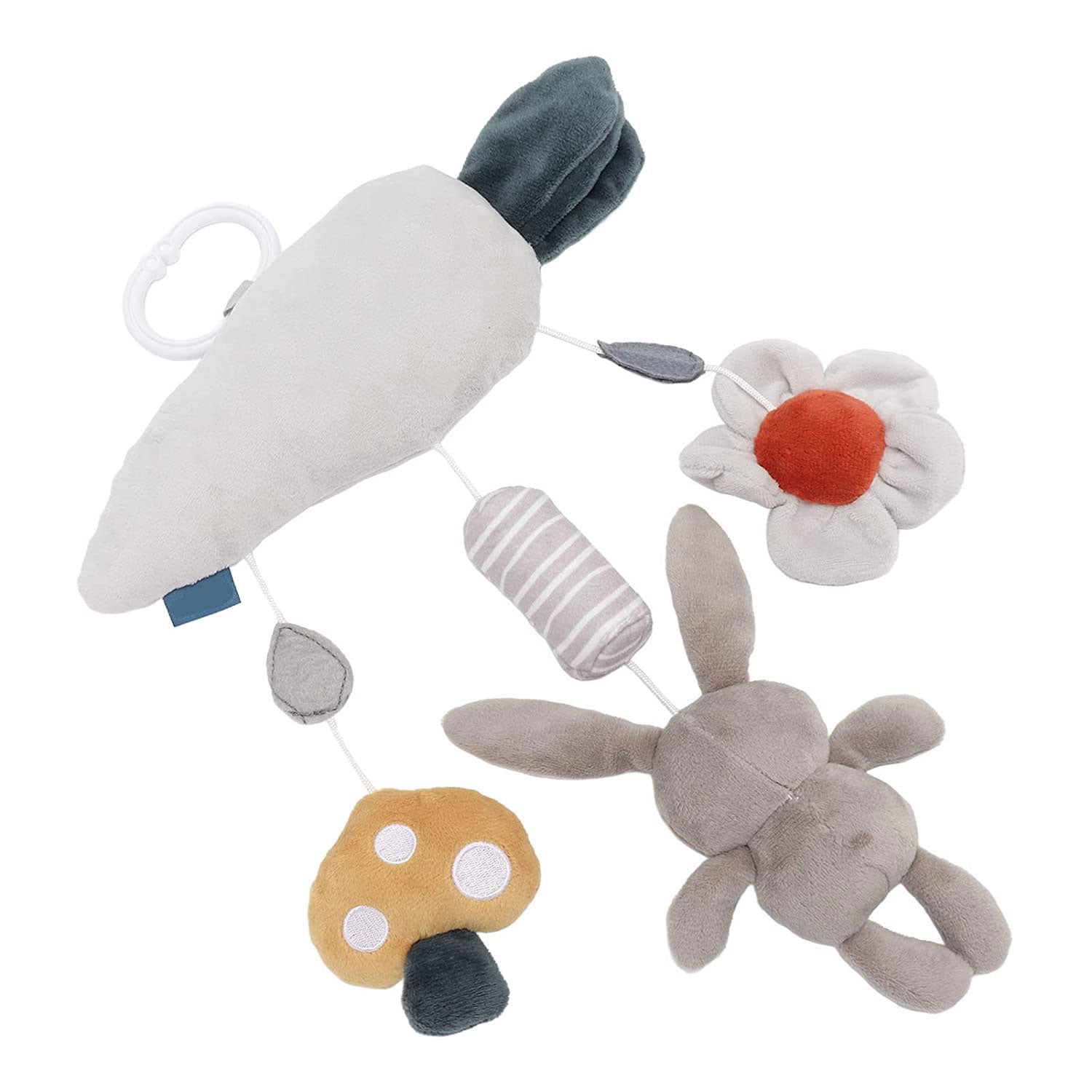 Baby Moo Bunny's Carrot Squeaker Wind Chime Hanging Musical Toy - Grey