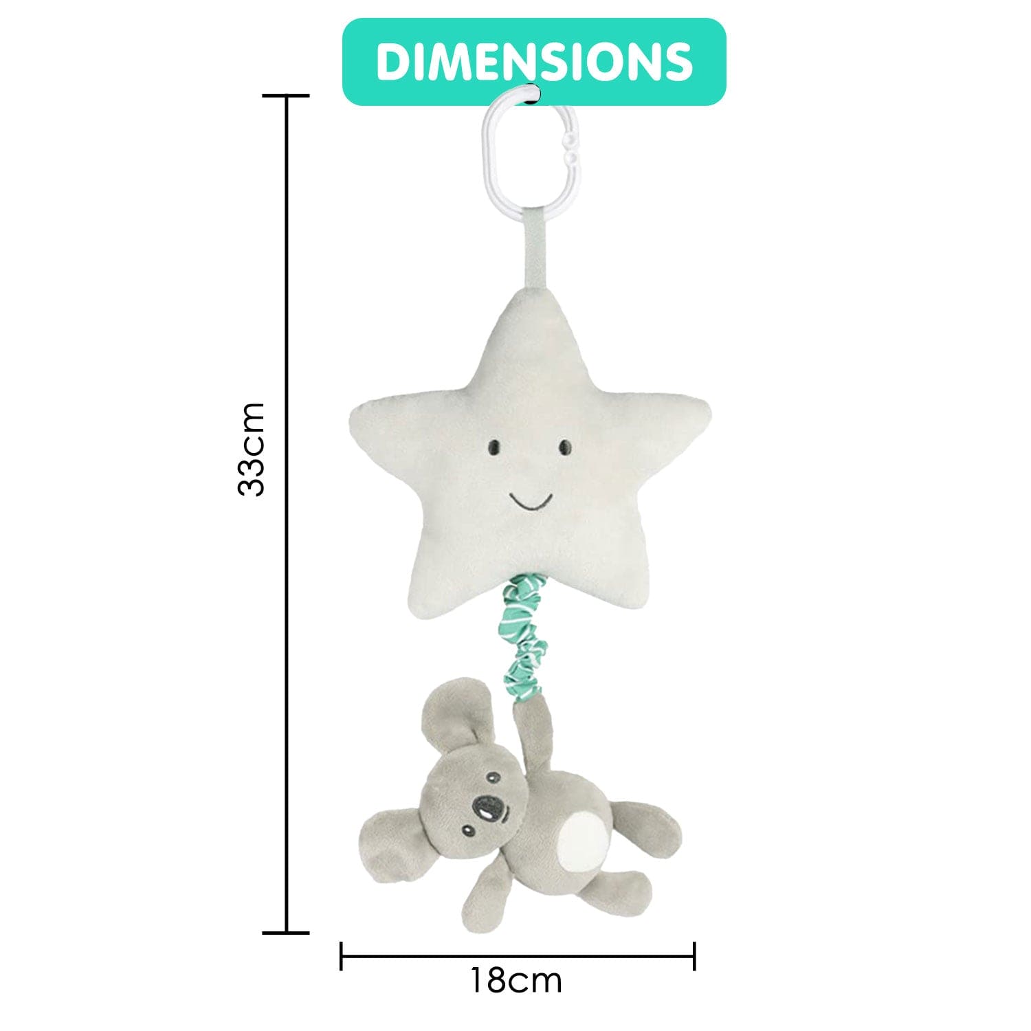 Baby Moo Smiling Star Hanging Musical Pulling Toy - Grey