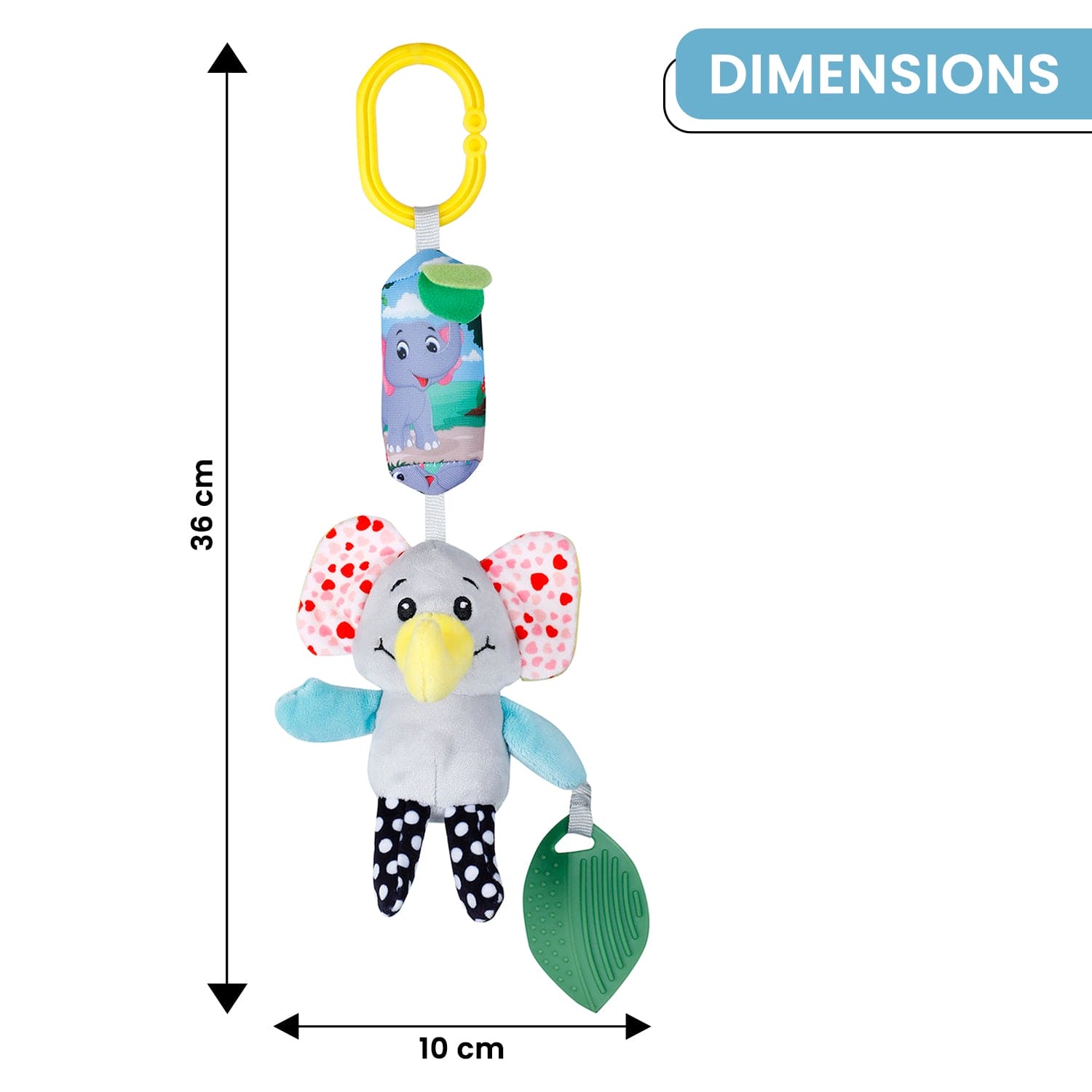 Baby Moo Elephant Sensory Wind Chime Hanging Toy With Teether - Blue