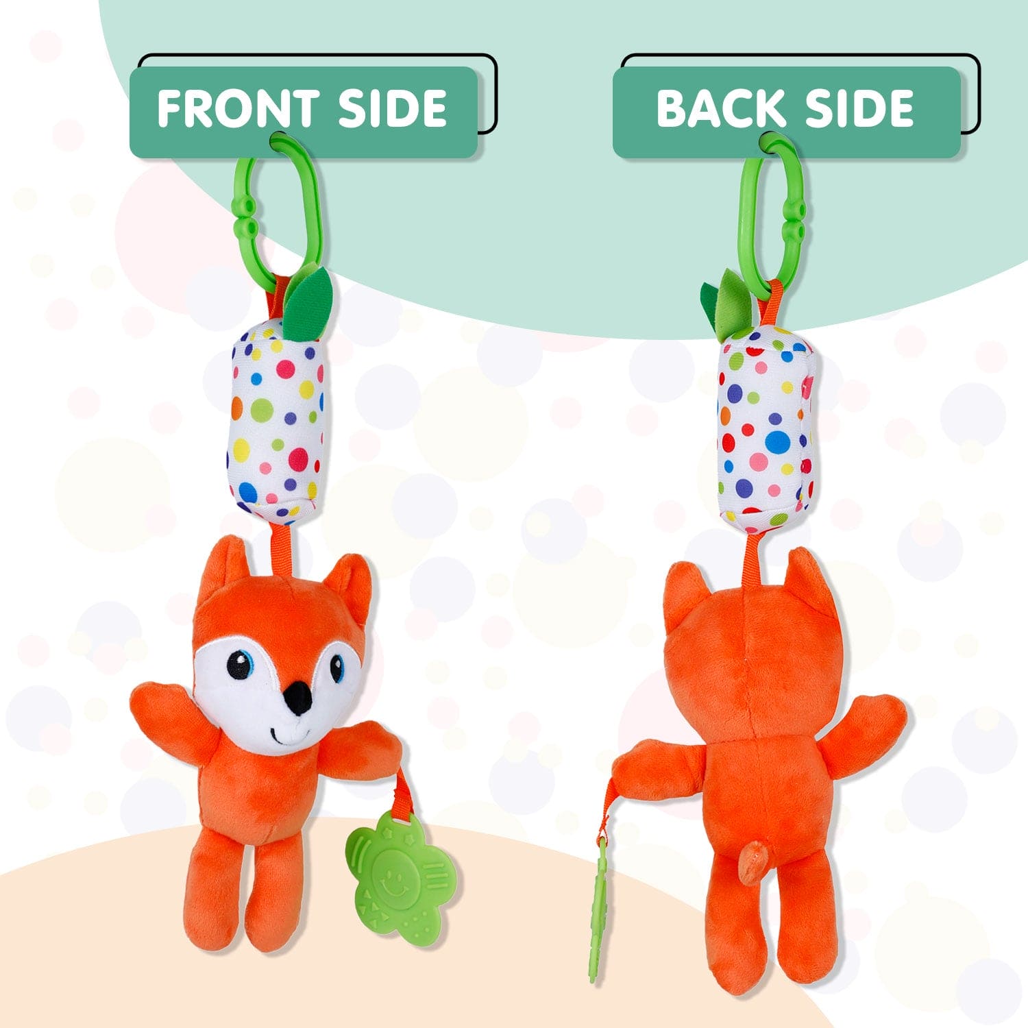 Baby Moo Fox Sensory Wind Chime Hanging Toy With Teether - Orange