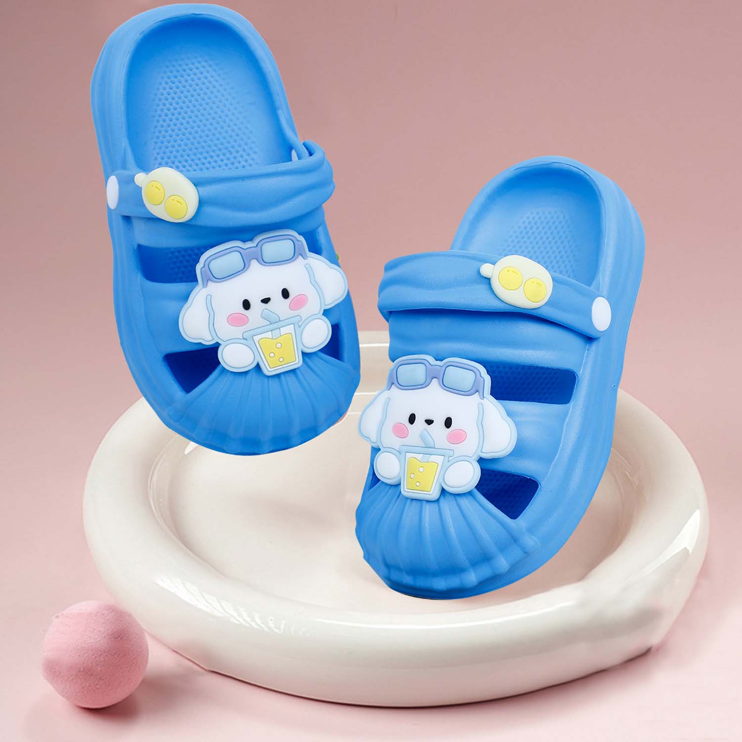 Baby Moo Chilling Puppy Applique Waterproof Anti-Skid Sling Back Clogs - Blue - Baby Moo