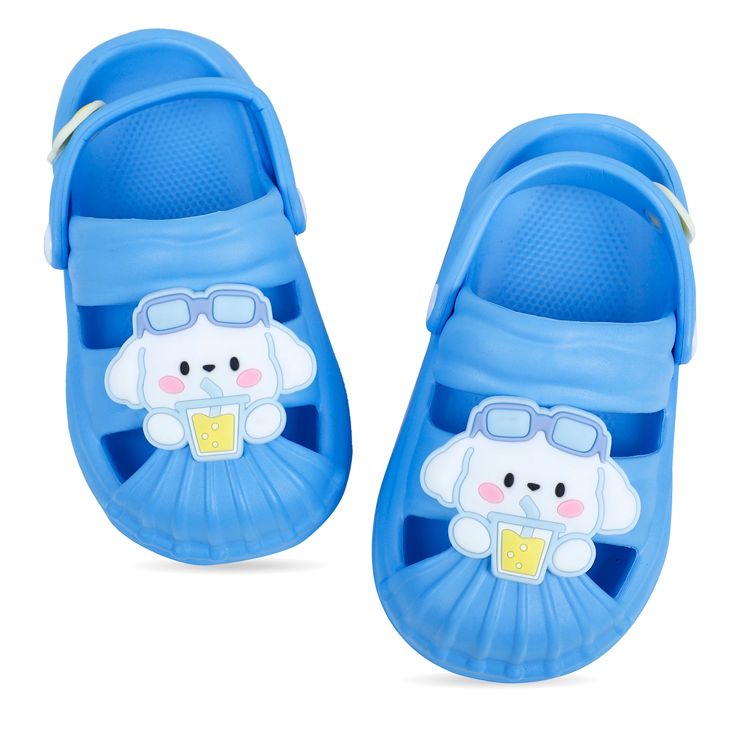 Baby Moo Chilling Puppy Applique Waterproof Anti-Skid Sling Back Clogs - Blue - Baby Moo